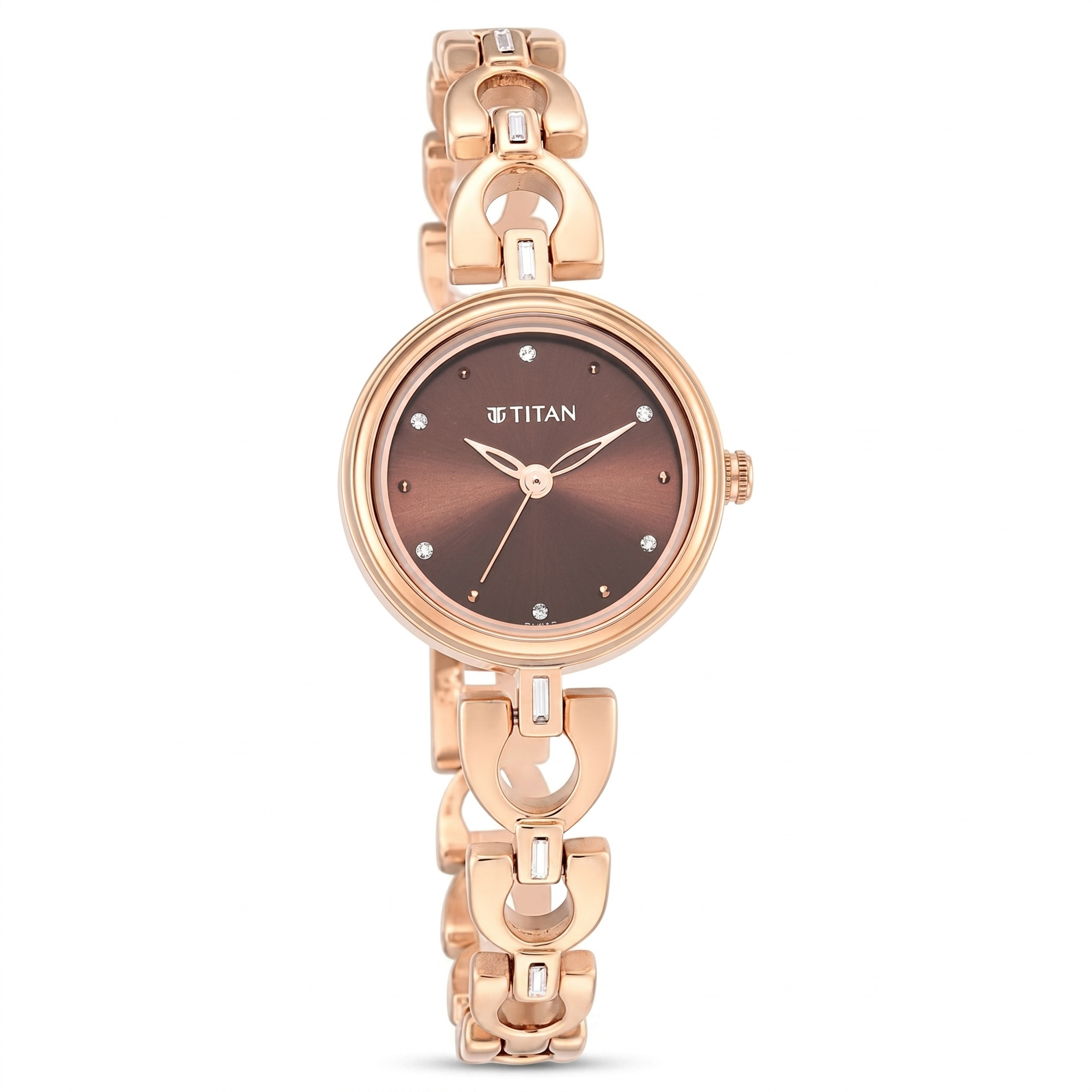 Titan 2601WM04 | Titan Lagan Brown Dial Analog Metal Strap Watch for Women