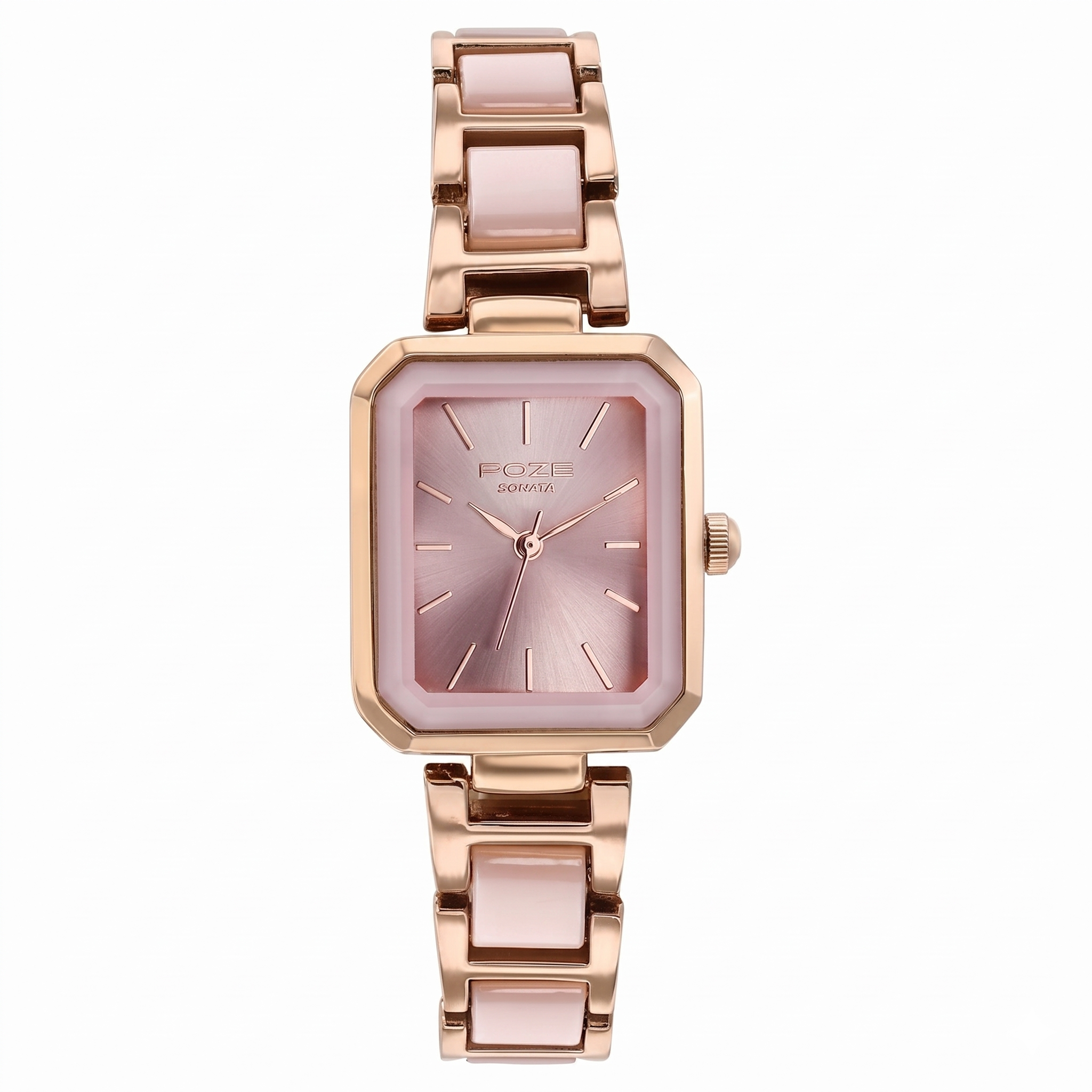 Sonata SP80129KD01 | Sonata Poze Quartz Analog Pink Dial Two Toned Metal & Plastic Strap Watch For Women