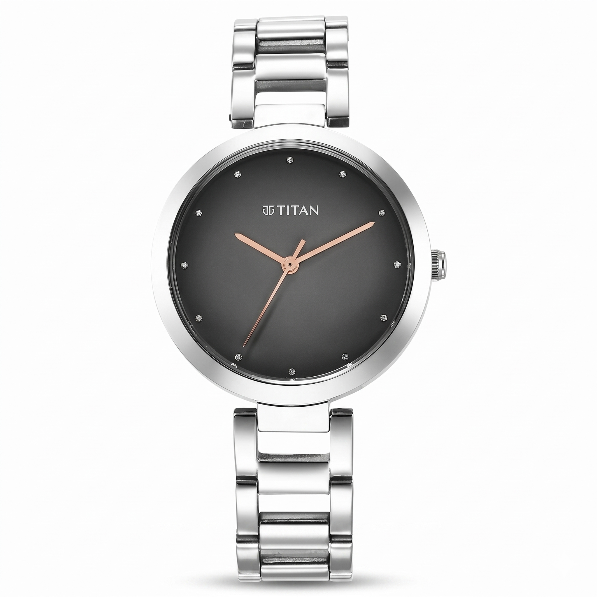 Titan 2480SM13 | Titan Workwear Quartz Analog Black Dial Silver Stainless Steel Strap Watch for Women