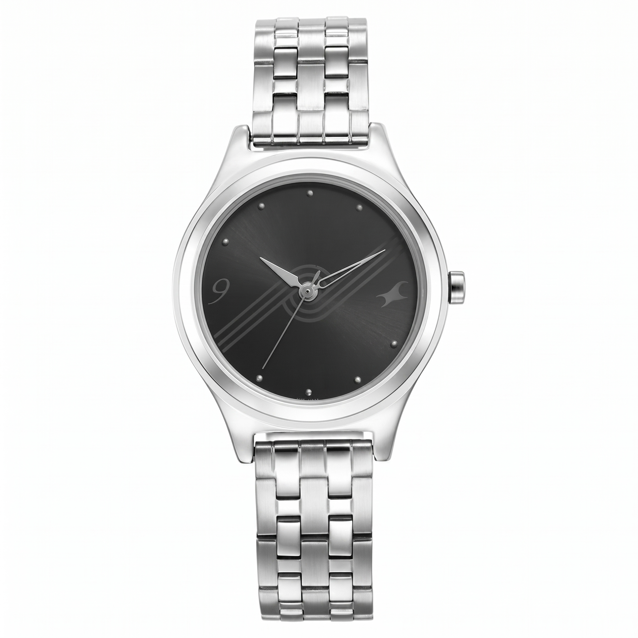 Fastrack 6152SM06 | Fastrack Stunners Black Dial Metal Strap Watch for Girls.