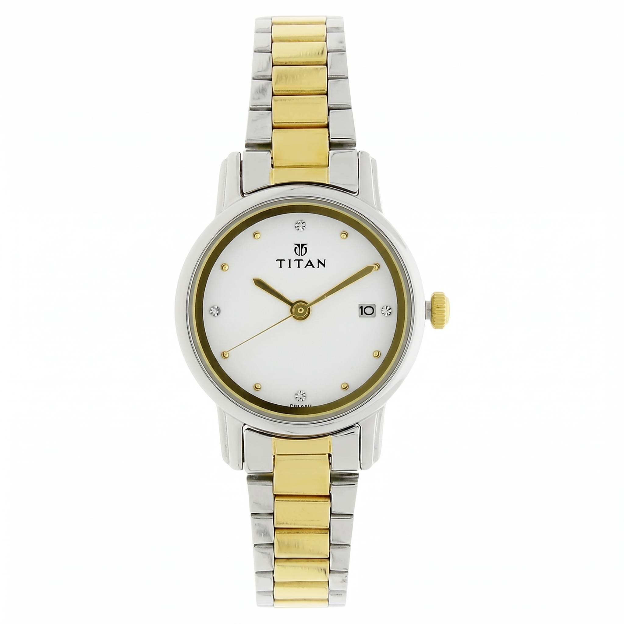 Titan 2572BM01 | Titan Karishma White Dial Analog with Date Stainless Steel Strap watch for Women