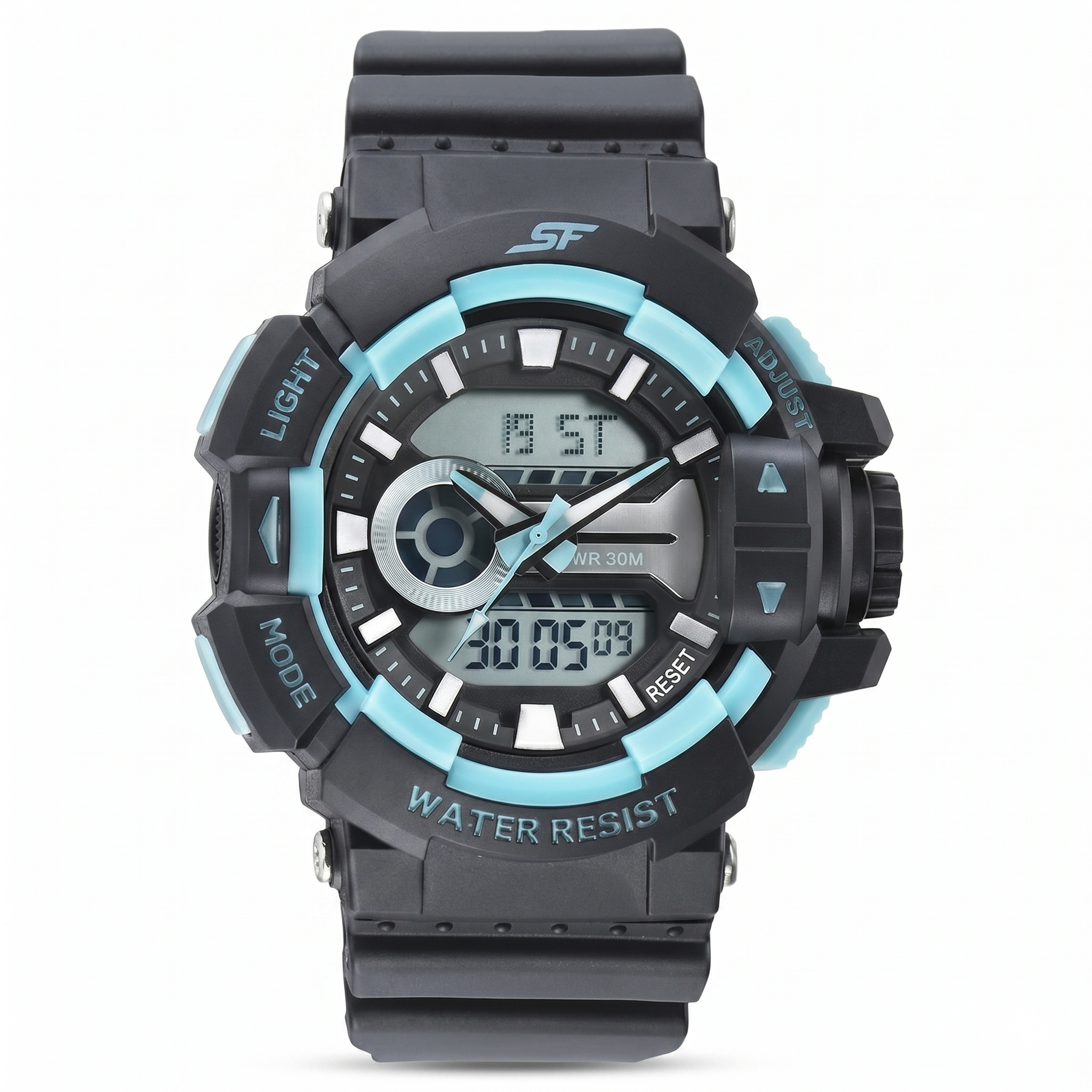 Sonata NS77118PP05W |  SF Quartz Analog Digital Black Dial PU Strap Watch for Men