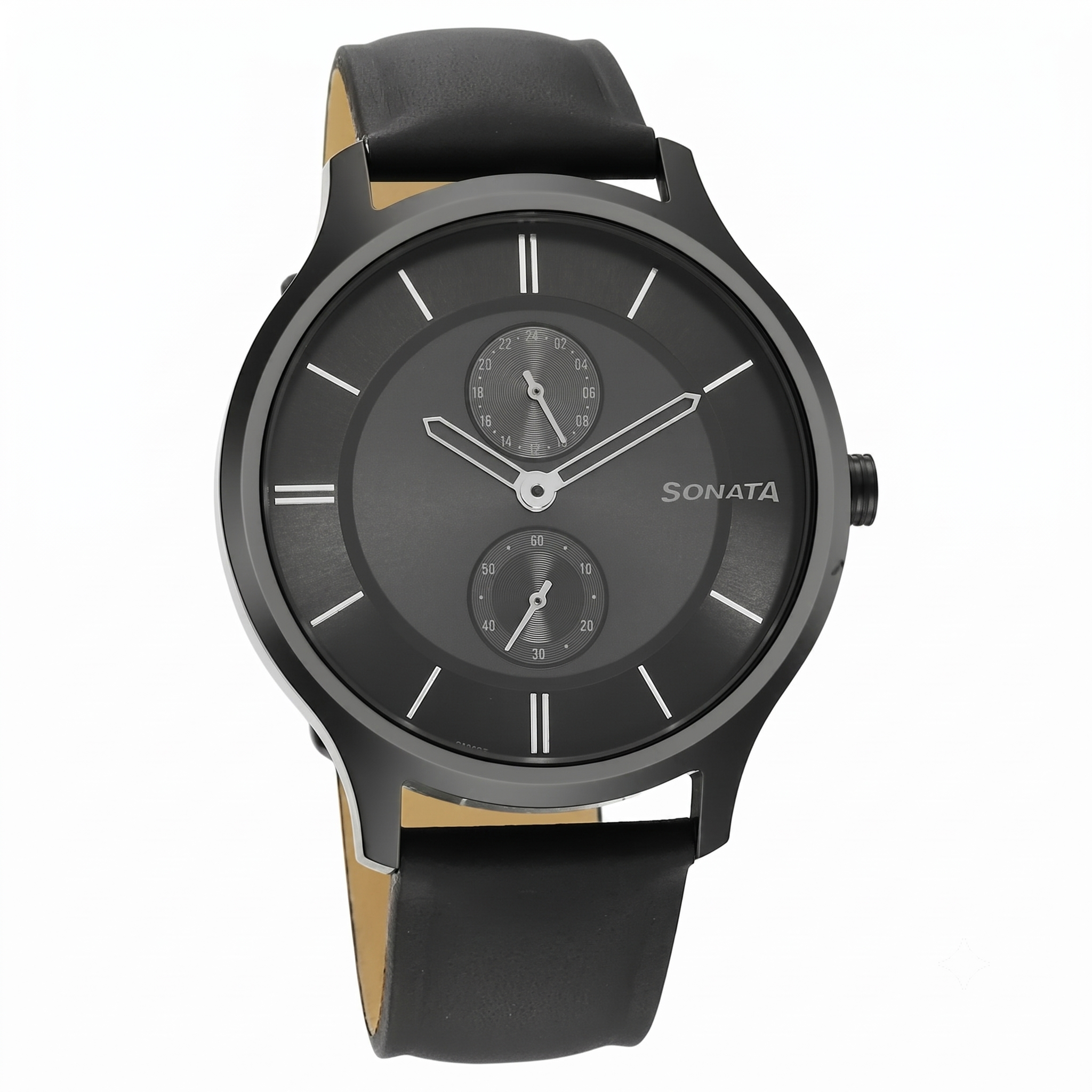 Sonata 7140NL04 | Sonata Quartz Multifunction Grey Dial Leather Strap Watch for Men