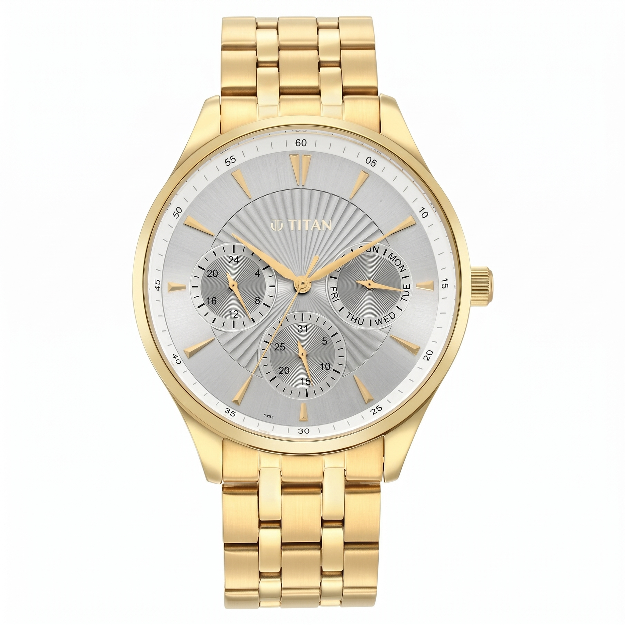 Titan 90127YM04 | Opulent Silver Dial Multifunction Watch for Men