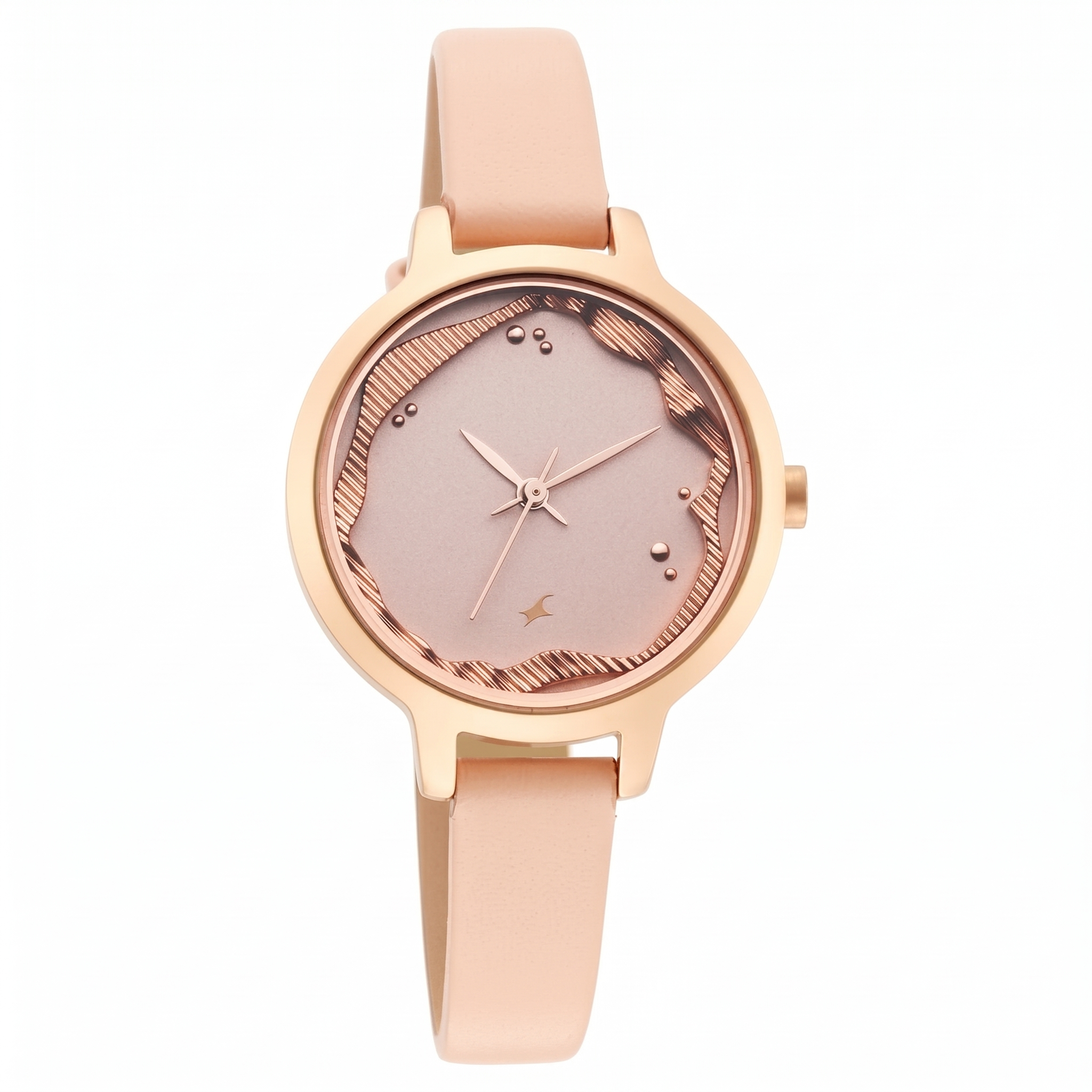 Fastrack NR6260WL01 | Fastrack Uptown Retreat Quartz Analog Pink Dial Leather Strap Watch for Girls