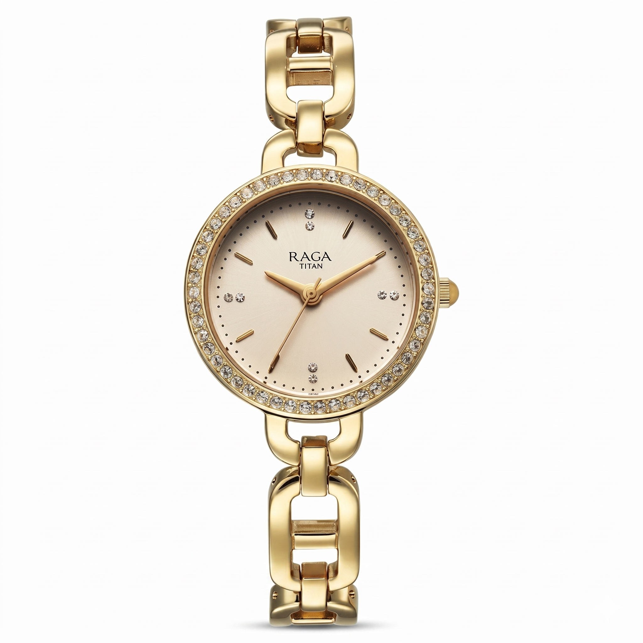 Titan 95305YM01 | Titan Raga Showstopper Quartz Analog Golden Dial Metal Strap Watch For Women