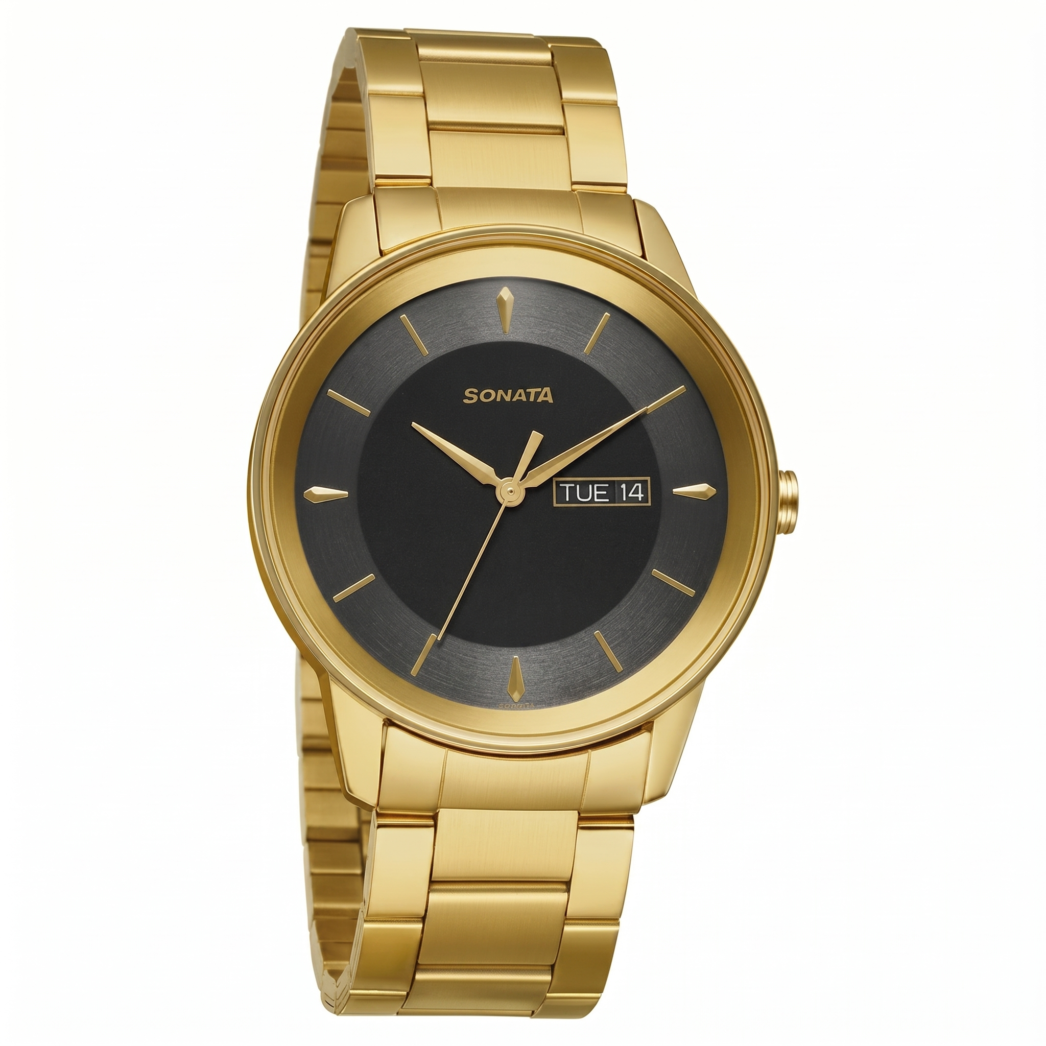 Sonata NS7133YM02 | Sonata Quartz Analog with Day and Date Grey Dial Stainless Steel Strap Watch for Men