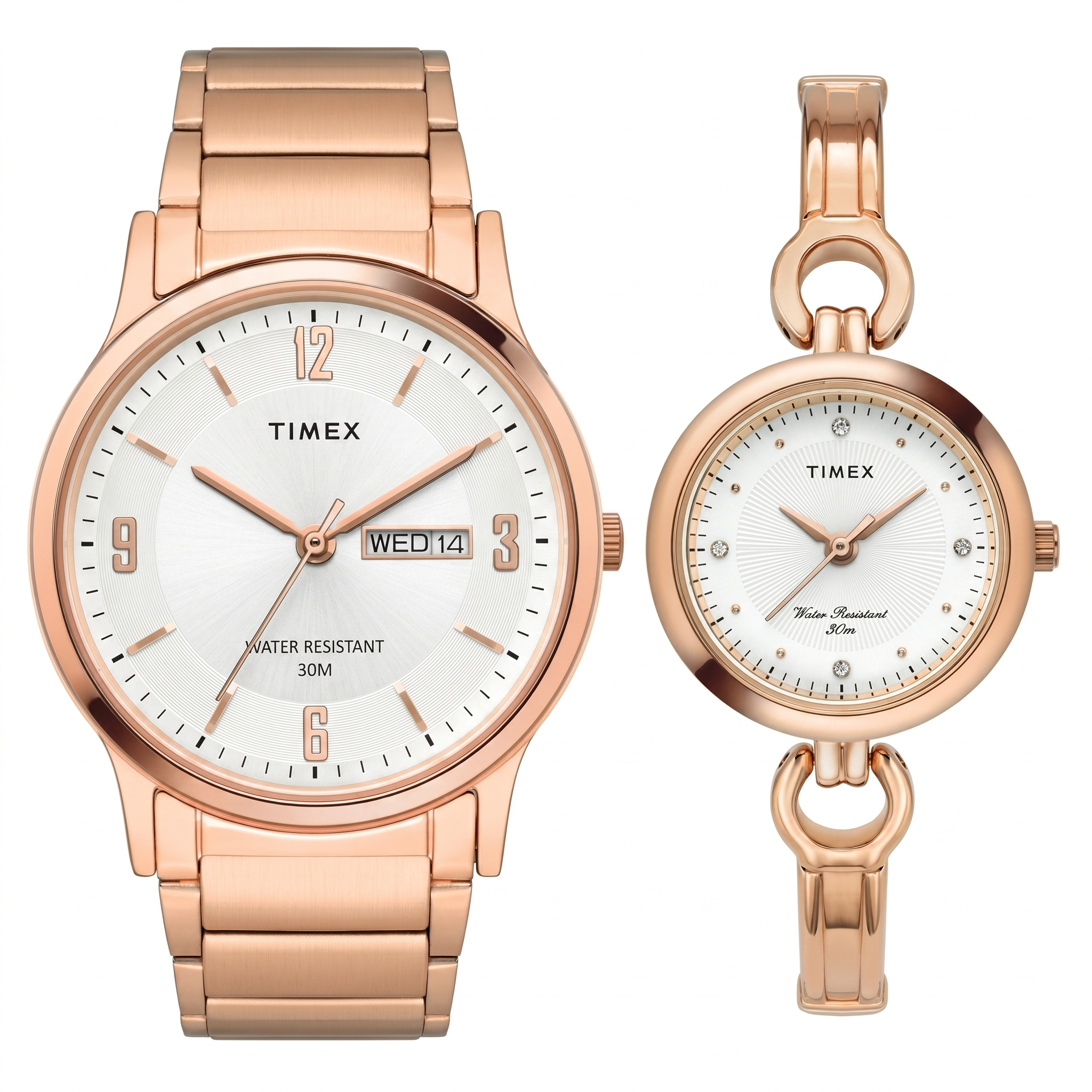 Timex TW00PR263 | Classics Couple Quartz White Dial Analog Stainless Steel Watch
