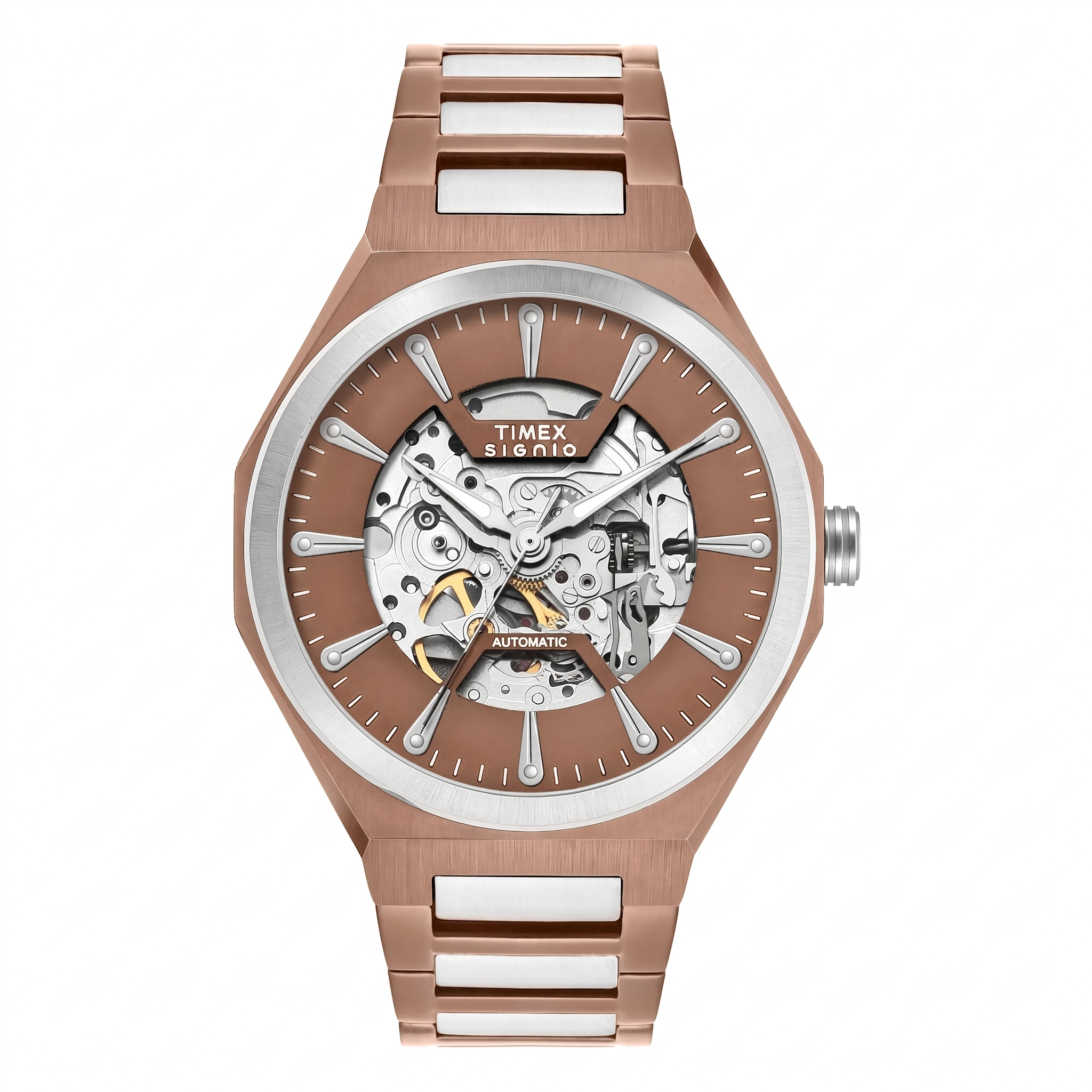 Timex TWEG33901 | Timex Signio Round 43mm Coffee Dial Automatic Men Watch.