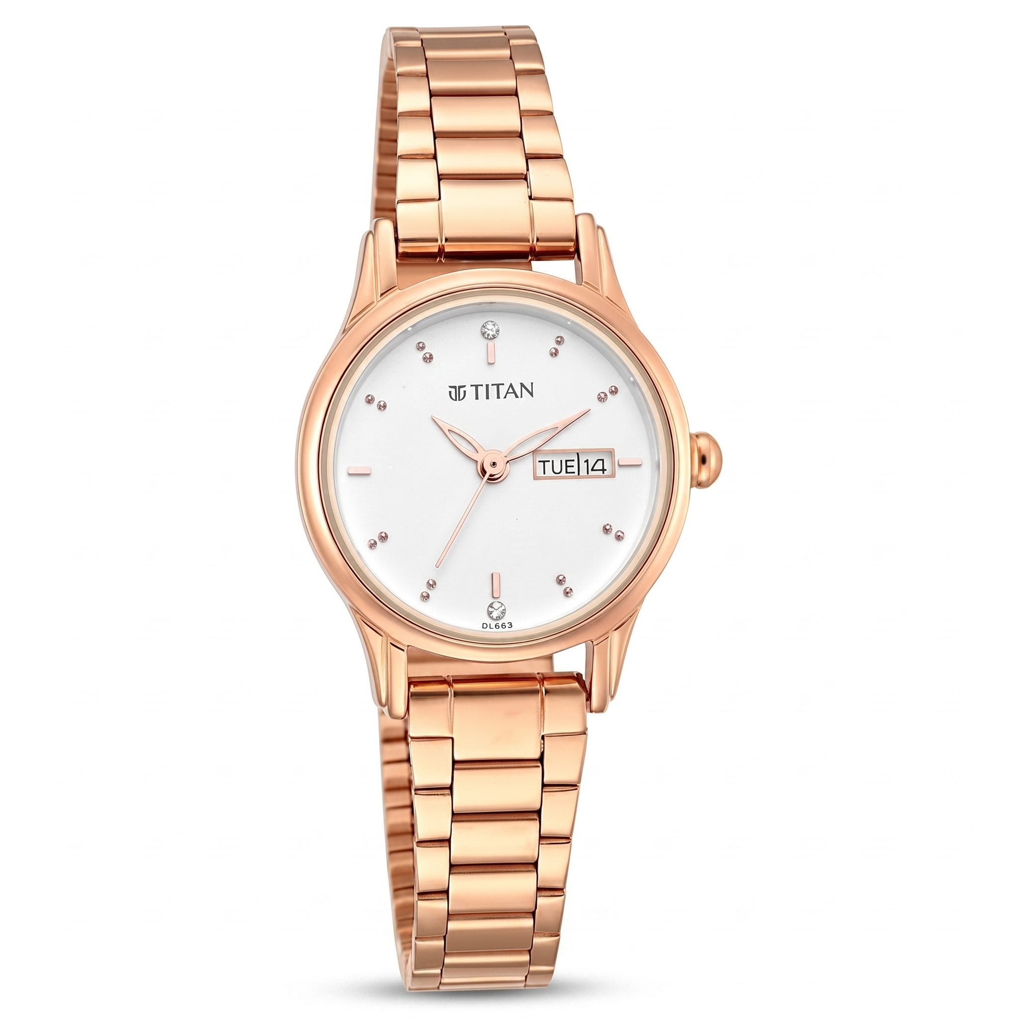 Titan 2656WM01 | Titan Women's Lagan Watch: Rose Gold Accents & Refined Elegance - 25 mm Dial Size - Small Dial
