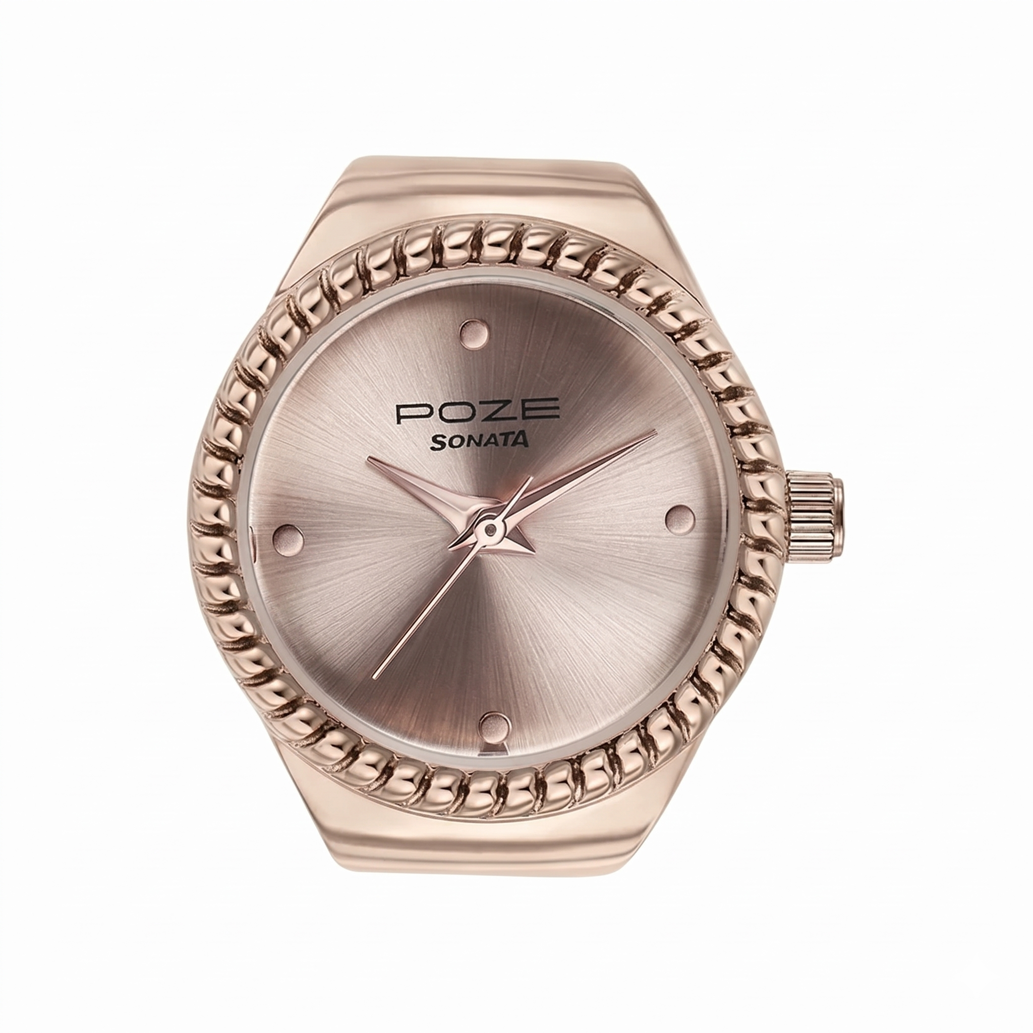 Sonata 80082WM01 | Sonata Poze Quartz Analog Rose Gold Dial Rose Gold Color Stainless Steel Strap Ring Watch For Women