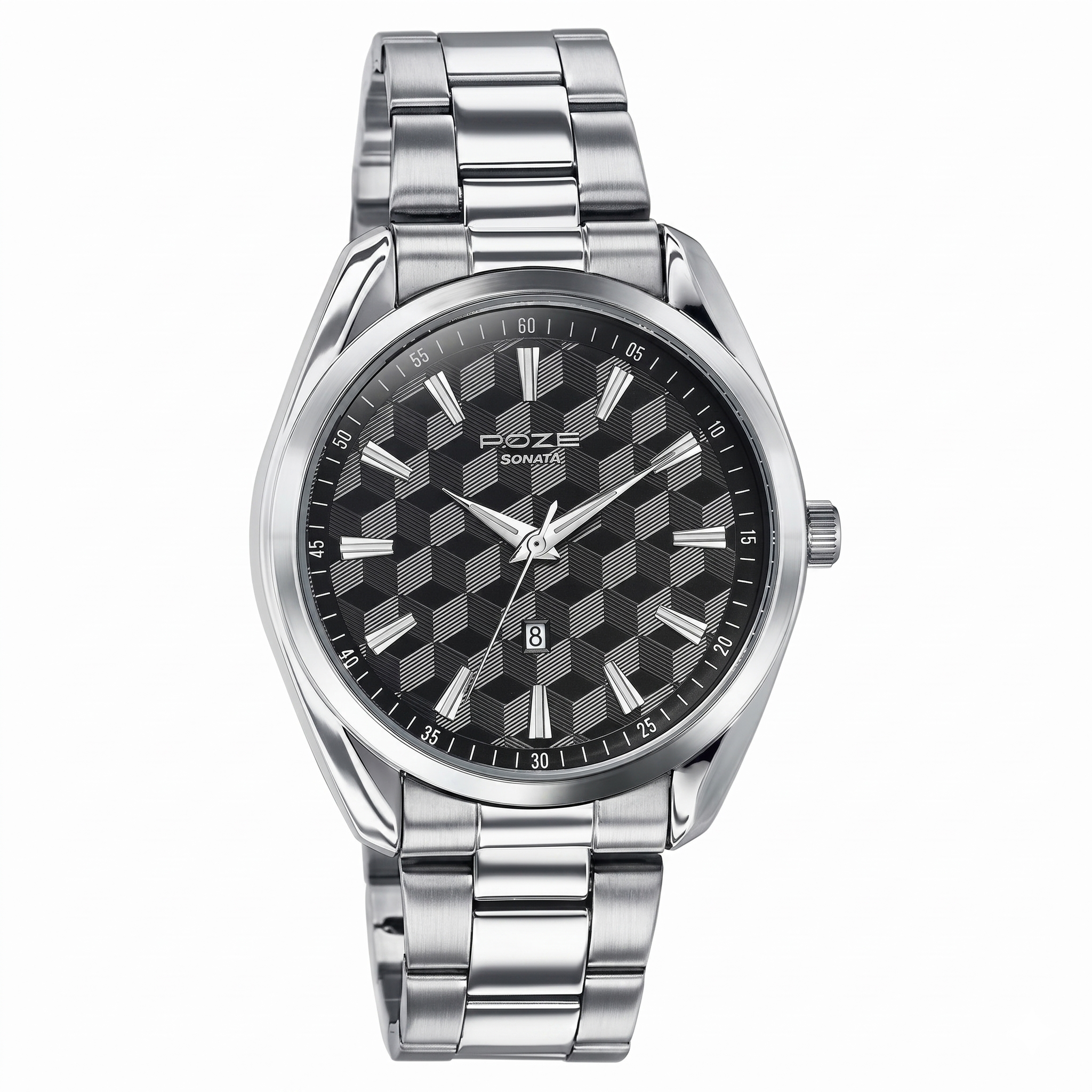 Sonata SP70066SM01 | Sonata Poze Quartz Analog Two Toned Dial Silver Colour Stainless Steel Strap Watch For Men