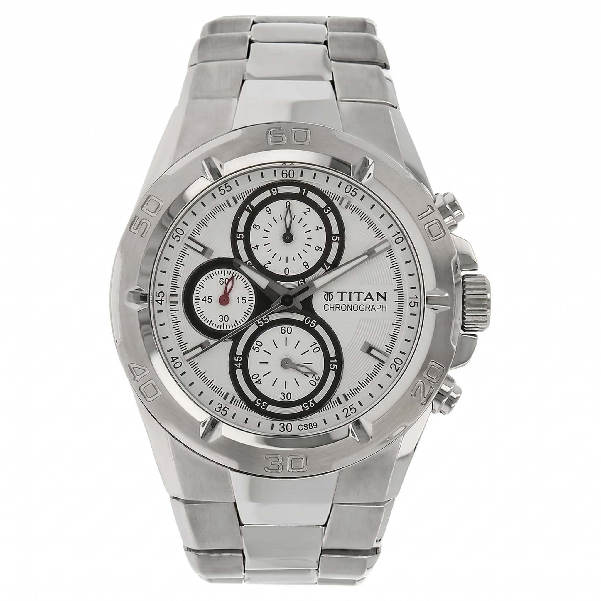 Titan 9308SM01 | Titan Chronograph Silver Dial Stainless Steel Strap watch for Men