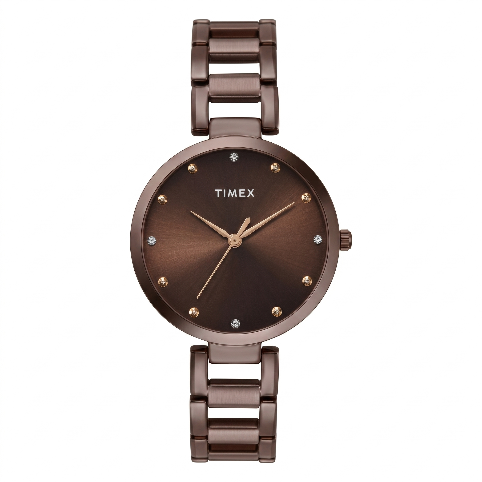 Timex TW000X272 | Classics Women Quartz Brown Dial Analog Stainless Steel Watch