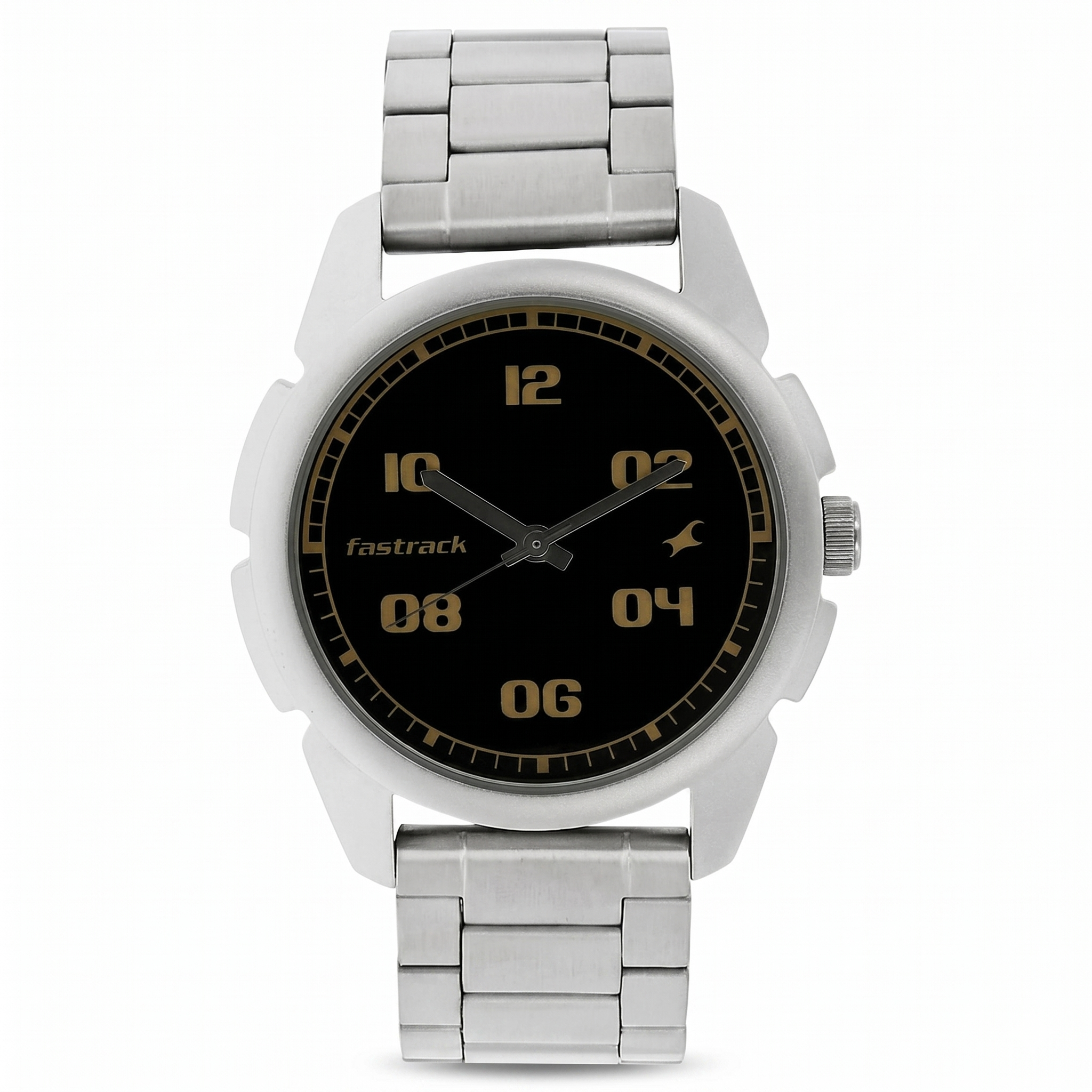 Fastrack NK3124SM02 | Fastrack Quartz Analog Black Dial Stainless Steel Strap Watch for Guys