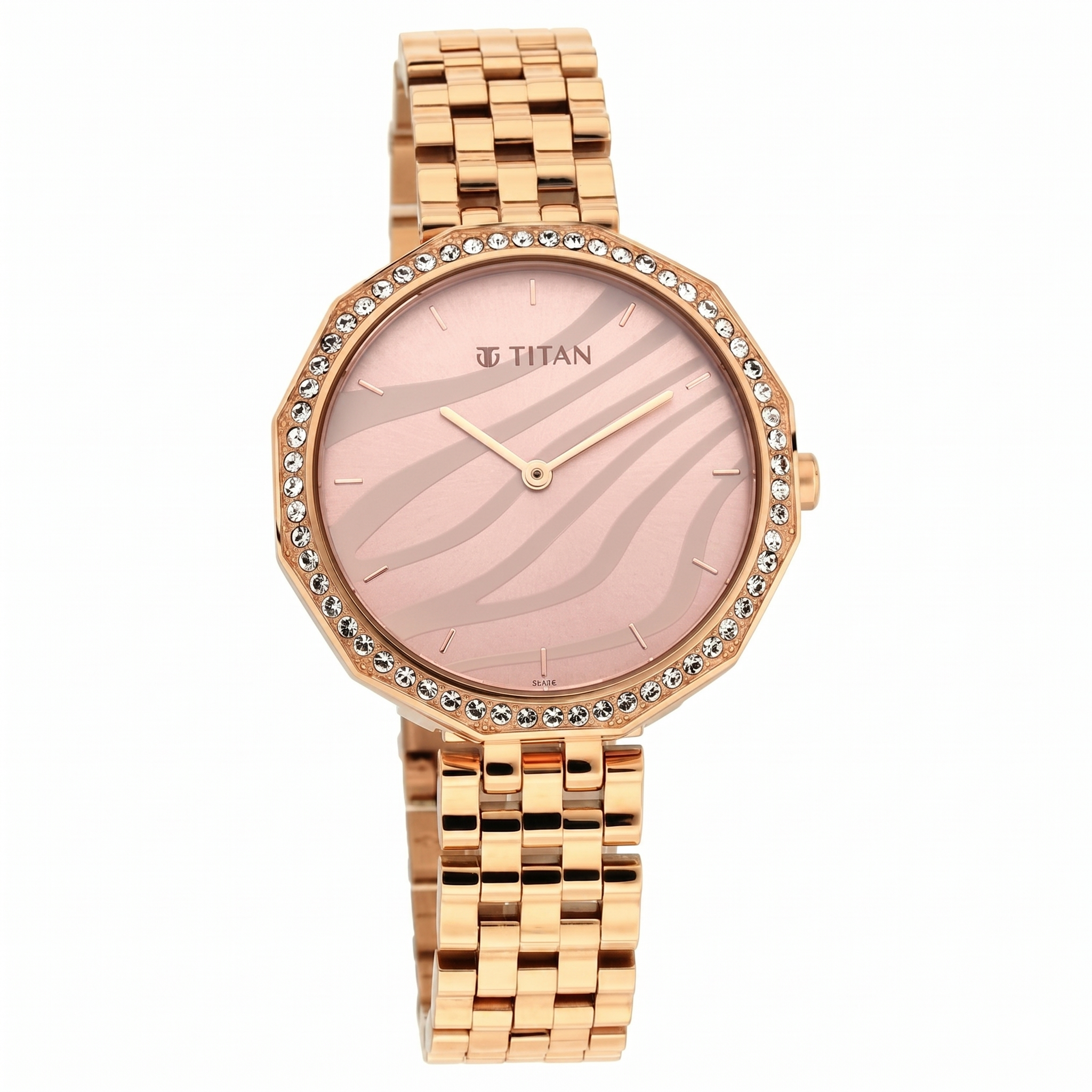 Titan 95132WM01 | Titan Animalia Rose Gold Dial Quartz Analog Stainless Steel Strap Watch for Women