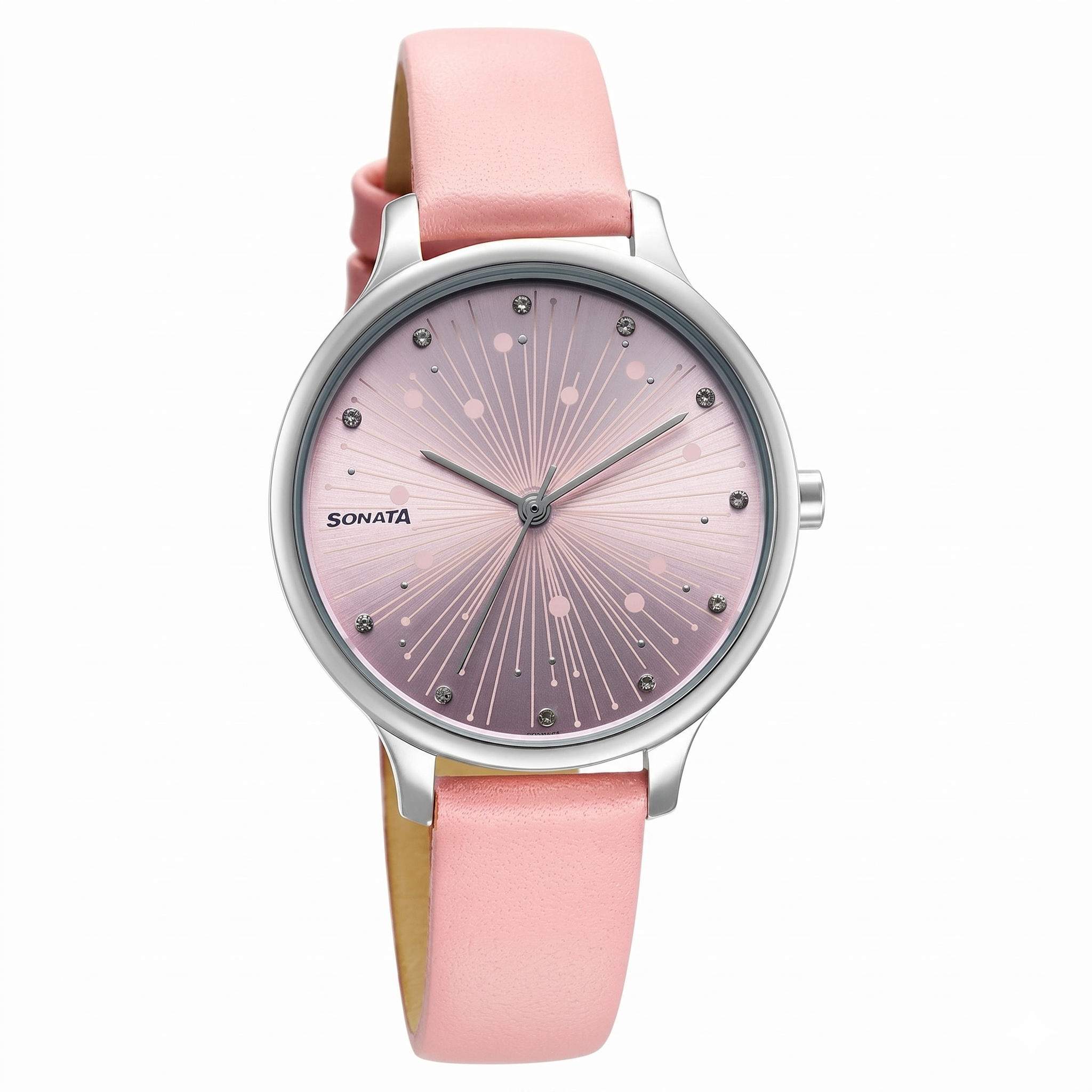 Sonata 87050SL03 | Sonata Blush Quartz Analog Pink dial Leather Strap Watch for Women