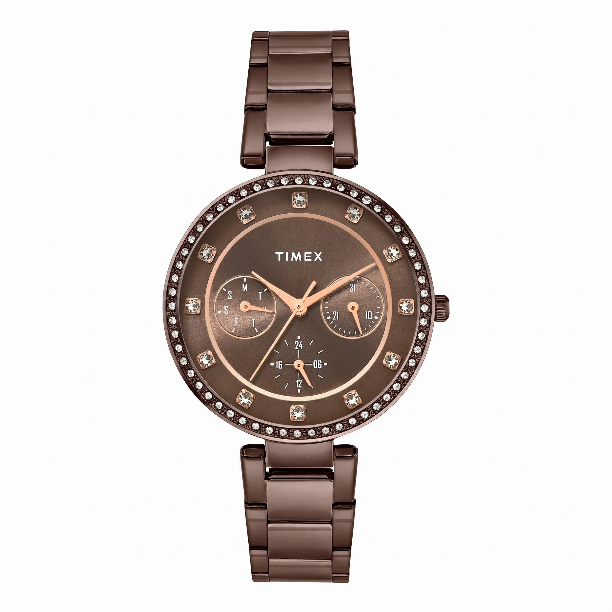 Timex TWEL18722 | TIMEX Brown Round Dial Analog Women's Watch