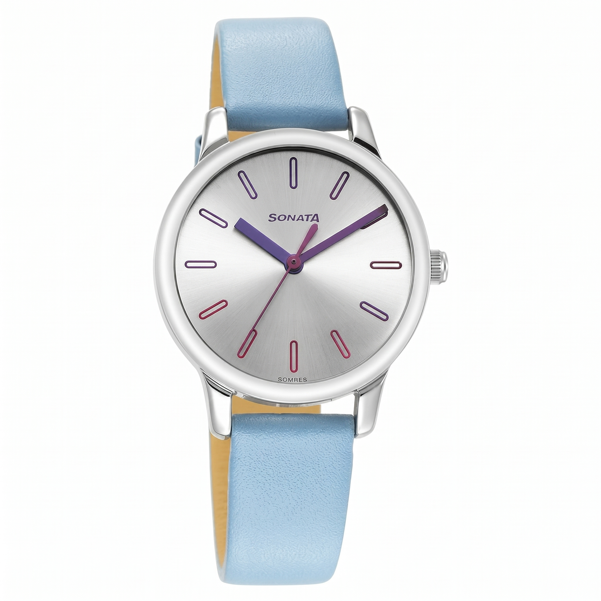 Sonata 8178SL01 | Sonata Splash Silver Dial Women Watch With Leather Strap