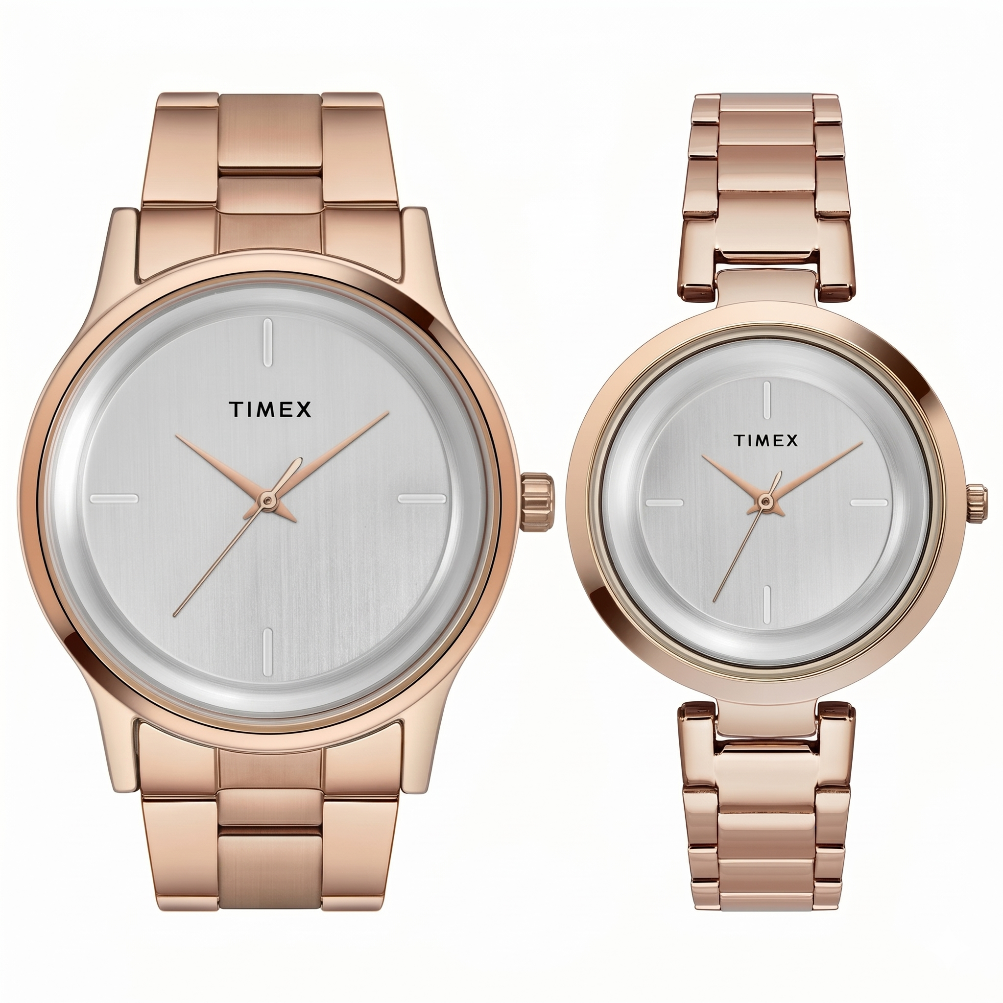 Timex TW00PR294 | Timex Fashion Collection Premium Quality 3 Hands Pair's Analog Silver Dial Coloured Quartz Watch, Round Dial with 42 mm Case