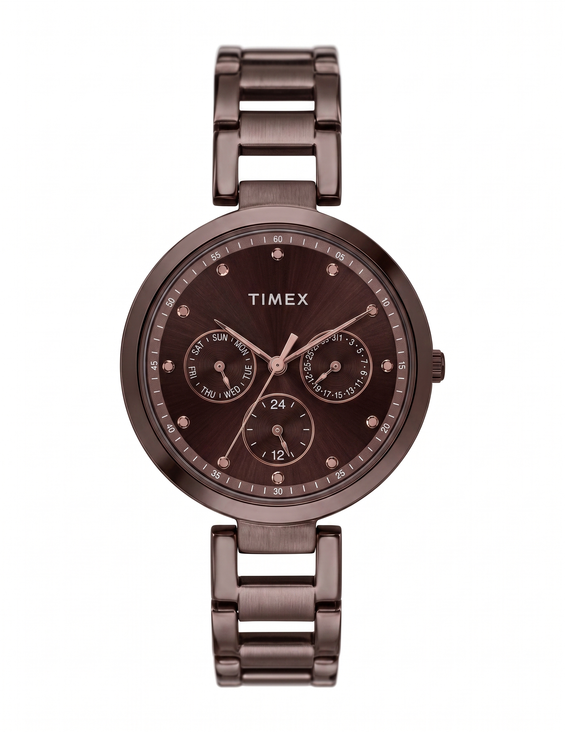 Timex TW000X267 | Fashion Women Quartz Brown Dial Multi-Function Stainless Steel Watch