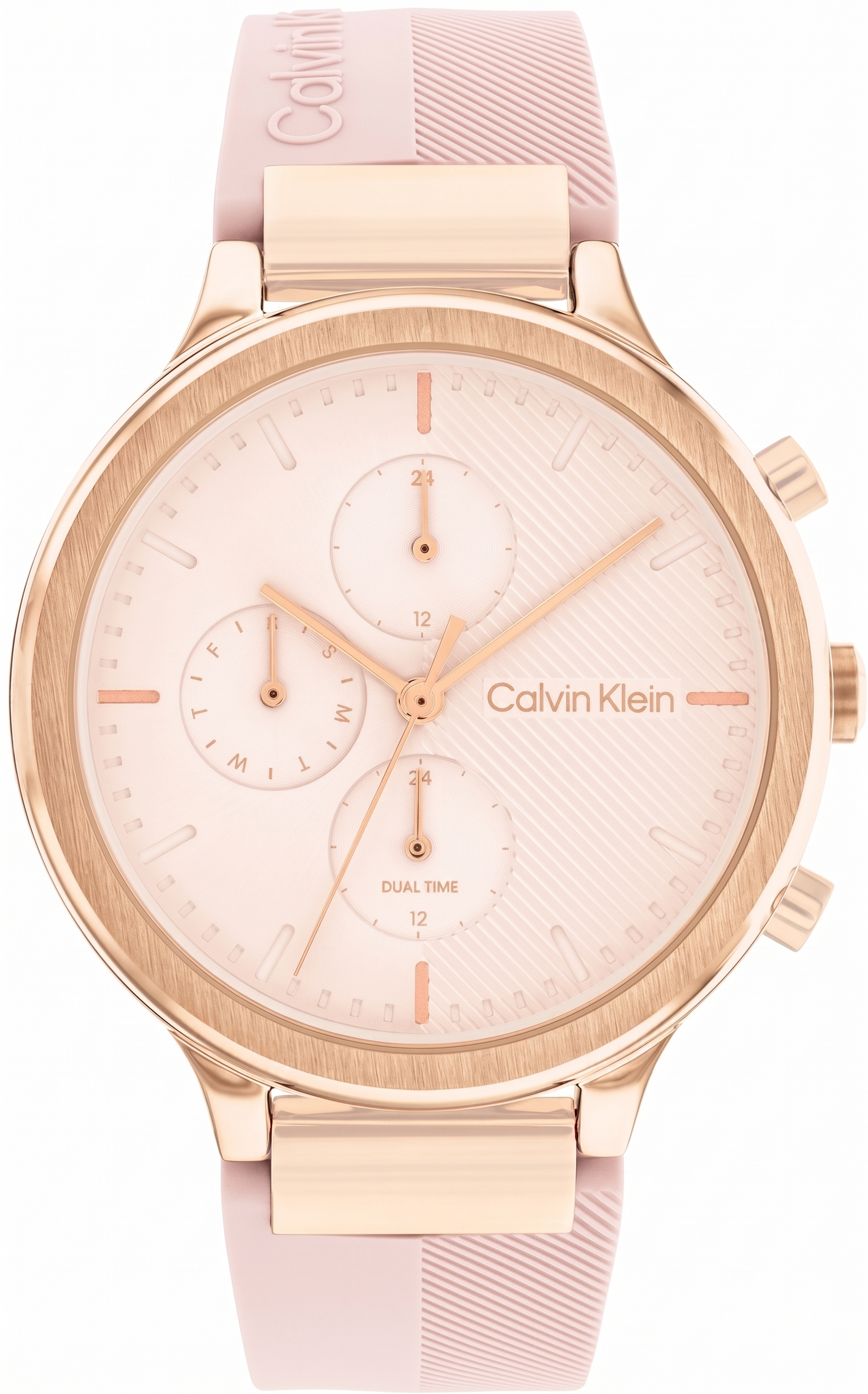 Calvin Kelin 25200243 | Energize Women Quartz Pink Dial Chronograph Silicone Watch