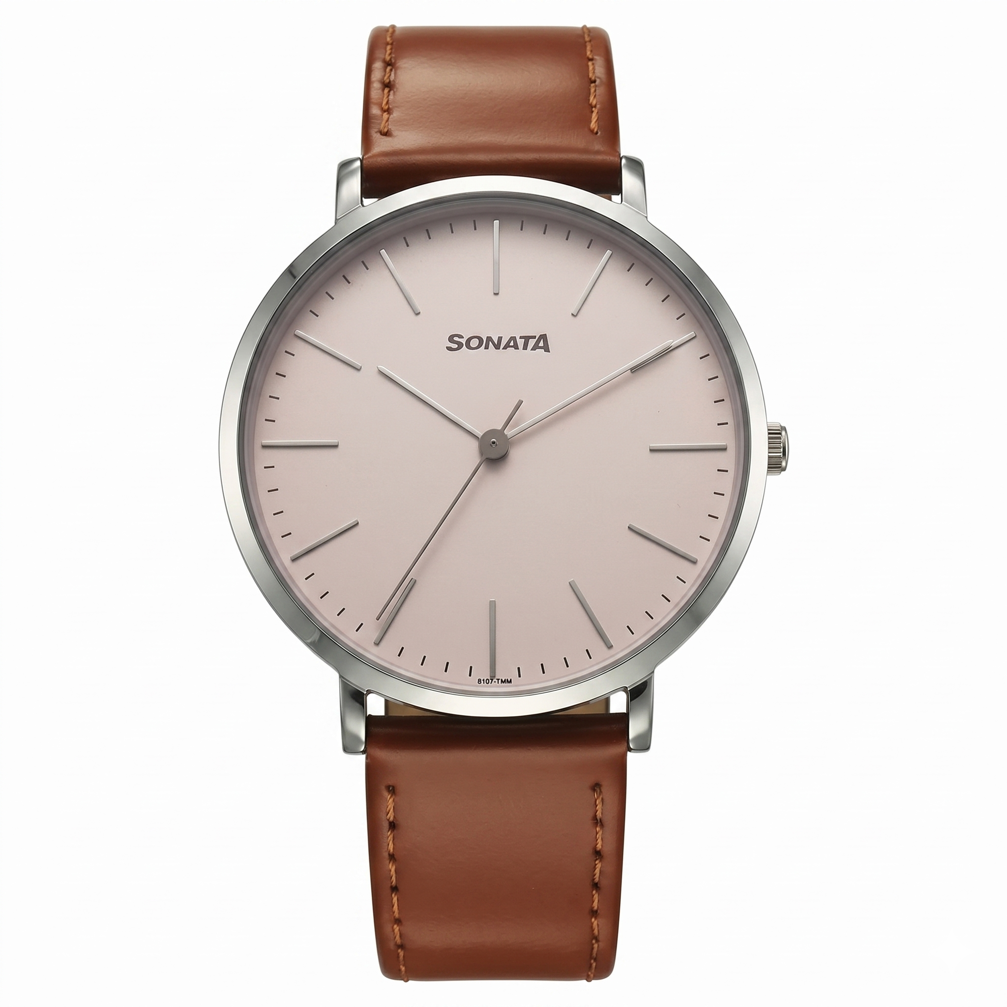 Sonata 77150SL03 | Sonata Ascent Quartz Analog Off White Dial Leather Strap Watch For Men