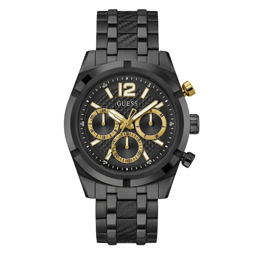Guess GW0714G4 | Gs Resistance Men Quartz Black Dial Analog Stainless Steel.