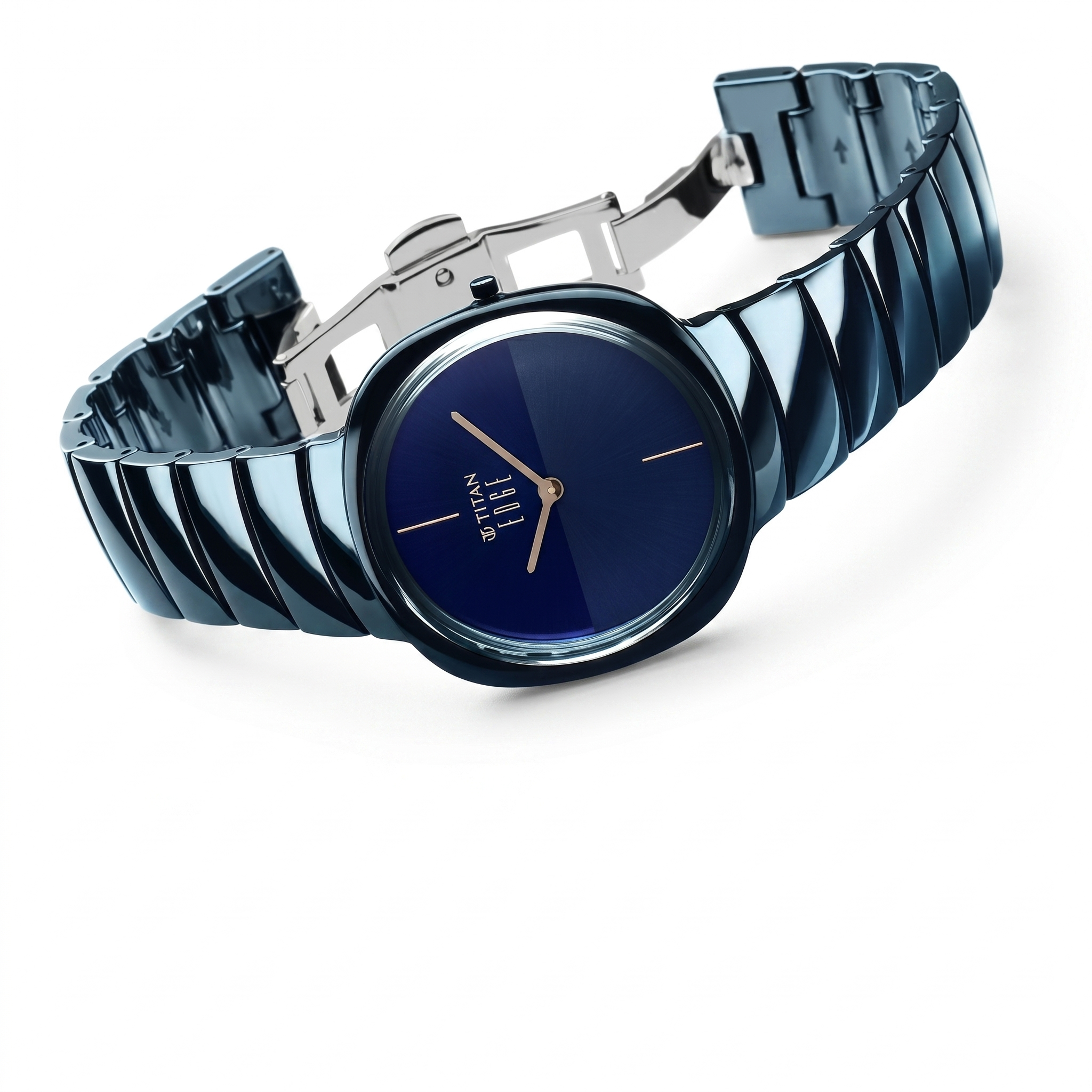Titan 1841QC04 | Titan Edge Squircle Quartz in Atlantic Blue with Glossy Ceramic Unisex Watch