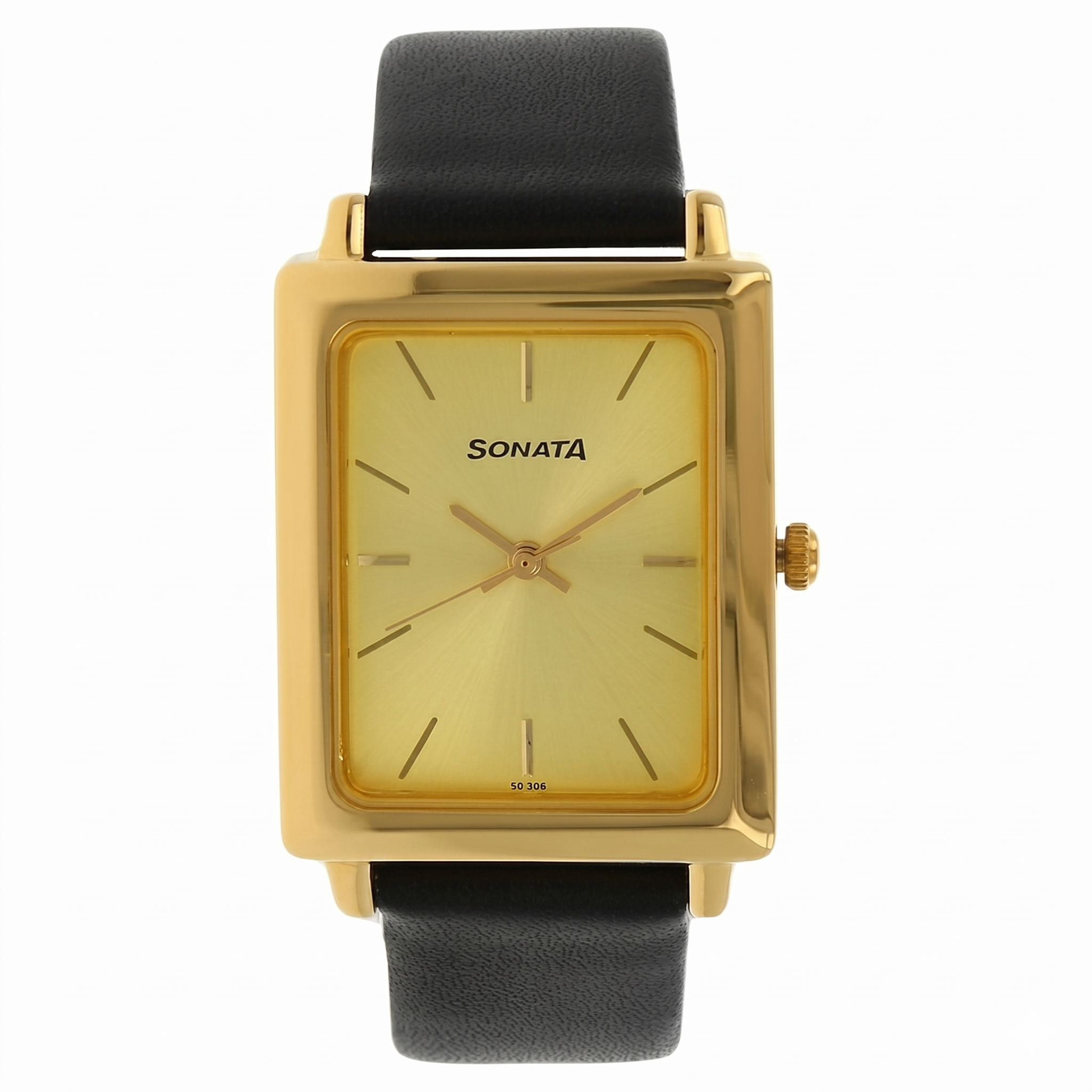 Sonata NP7078YL02 | Sonata Quartz Analog Champagne Dial Leather Strap Watch for Men