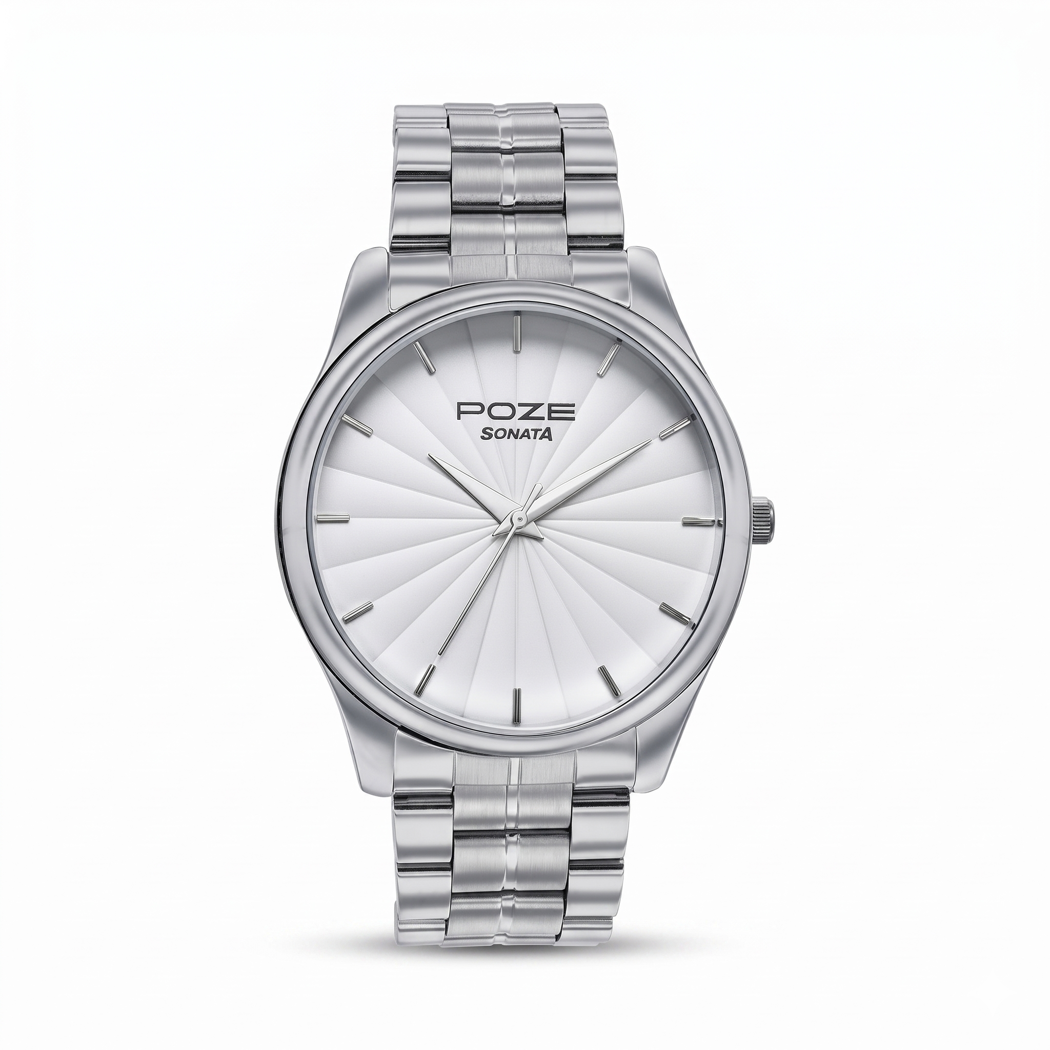 Sonata SP70064SM01 | Sonata Poze Quartz Analog White Dial Metal Strap Watch For Men