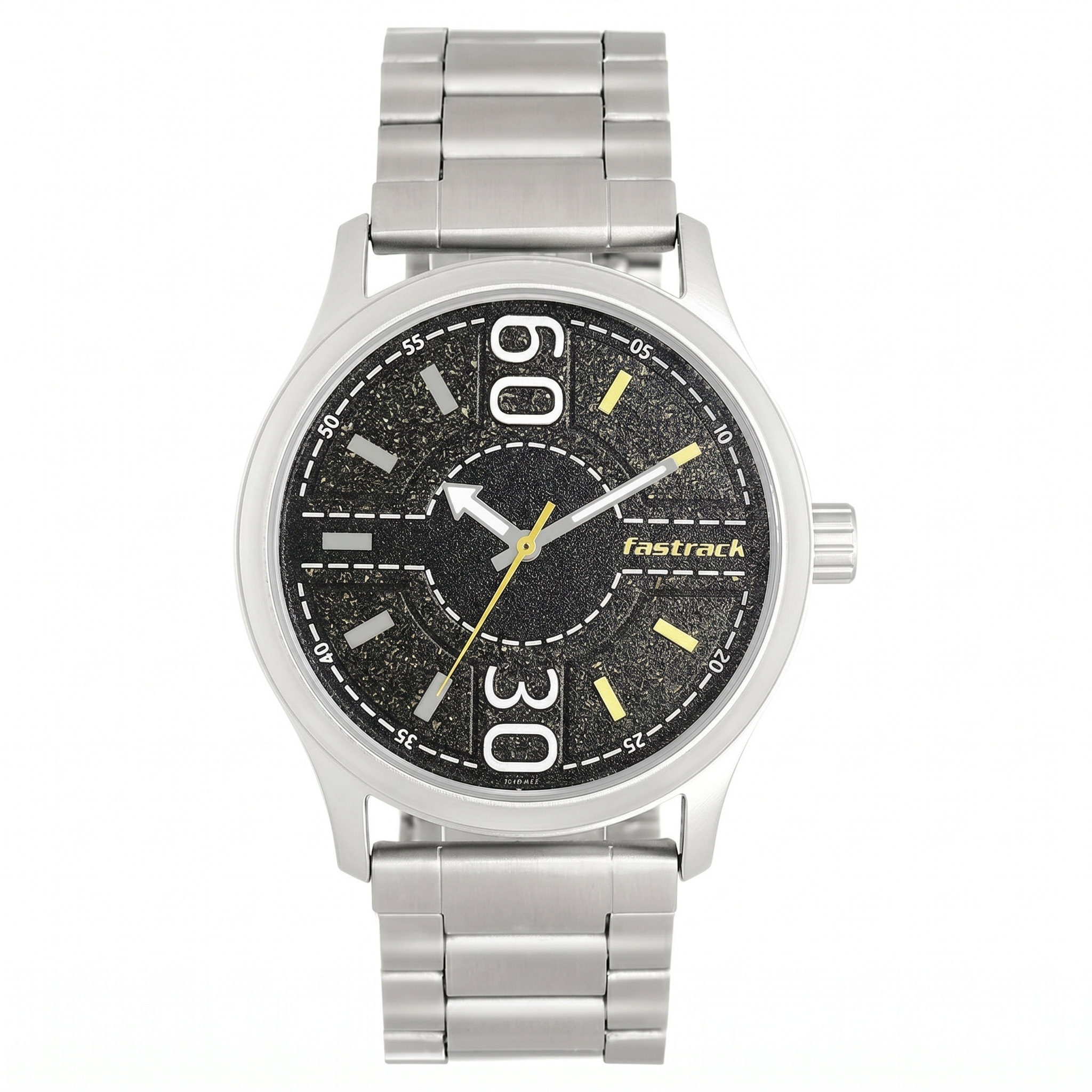 Fastrack 3197SM02 | Fastrack Road Trip Quartz Analog Black Dial Stainless Steel Strap Watch for Guys