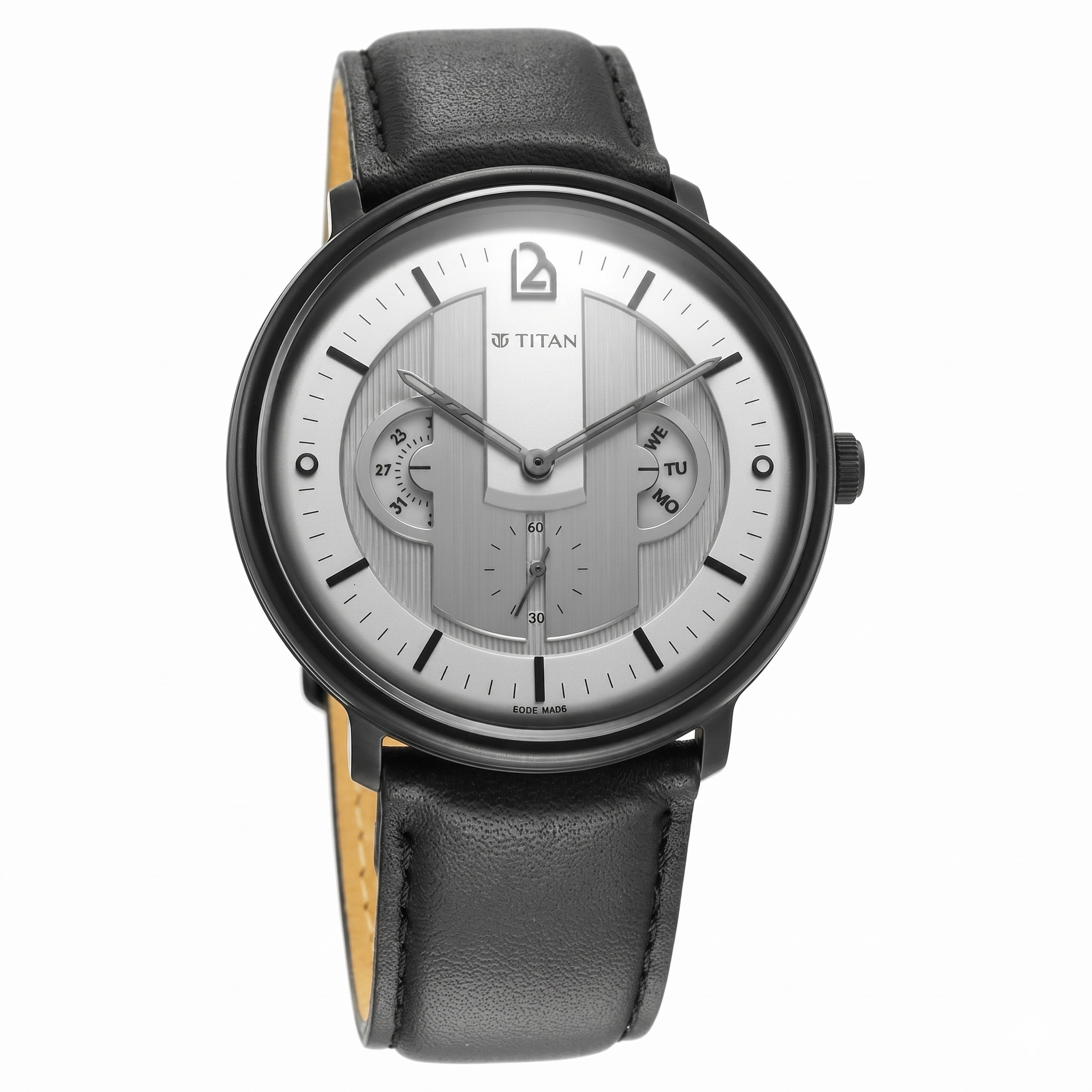 Titan 1882NL01 | Titan Quartet Silver Dial Quartz Multifunction Leather Strap watch for Men