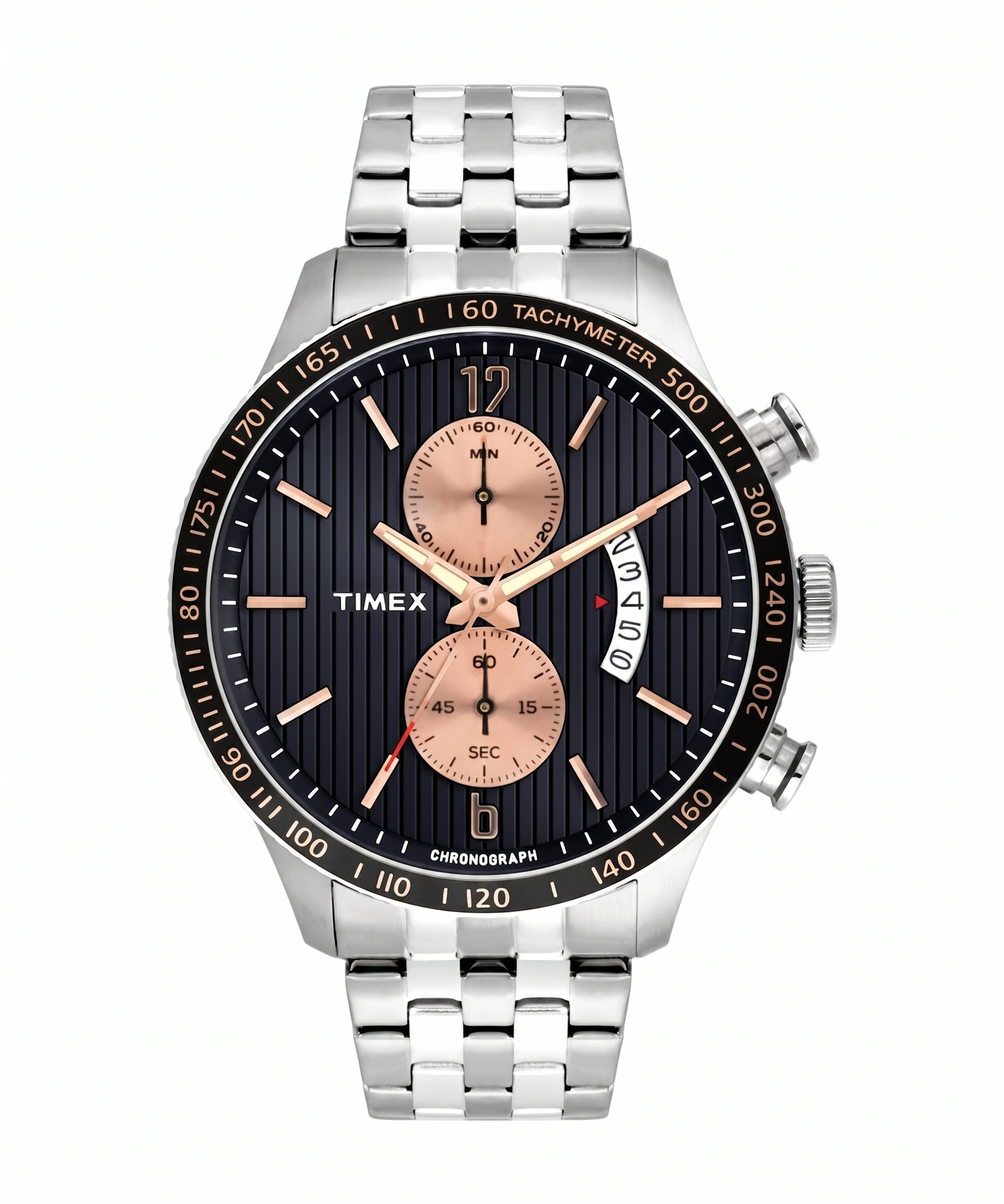 Timex TWEG14902 | Timex E Class Men's Black Dial Round Case Chronograph Function Watch