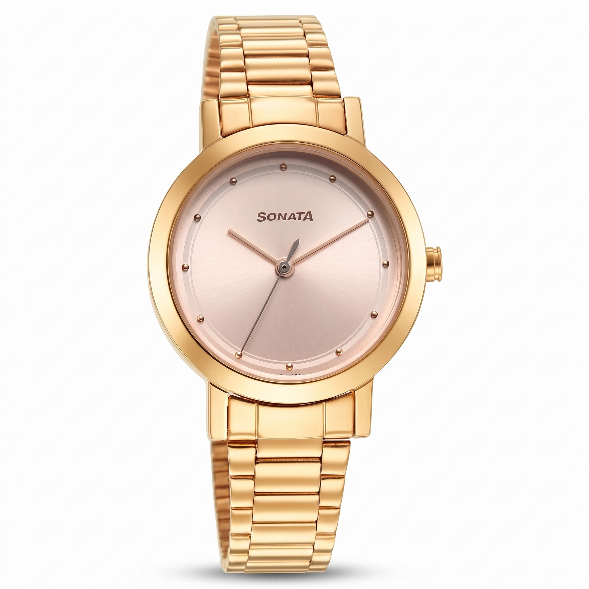 Sonata NS8174WM03 | Sonata Ladies Essentials Pink Dial Stainless Steel Strap Watch for Women