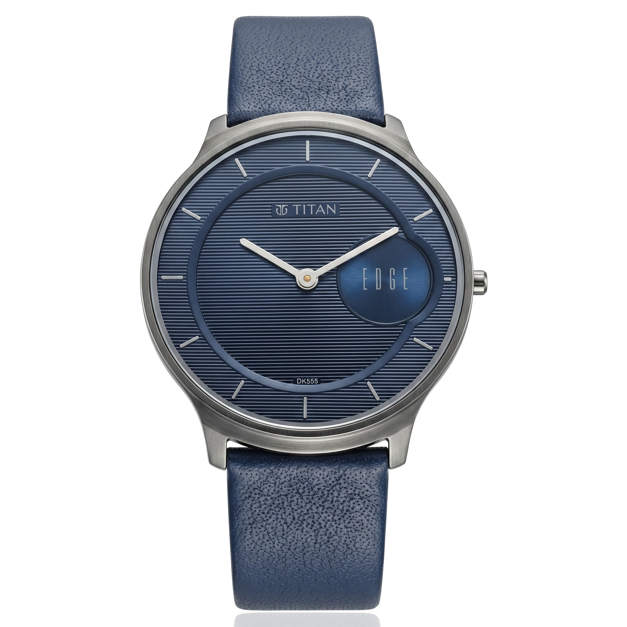 Titan 1843QL01 | Titan Edge Quartz Analog Blue Dial Blue Leather Strap Watch For Men