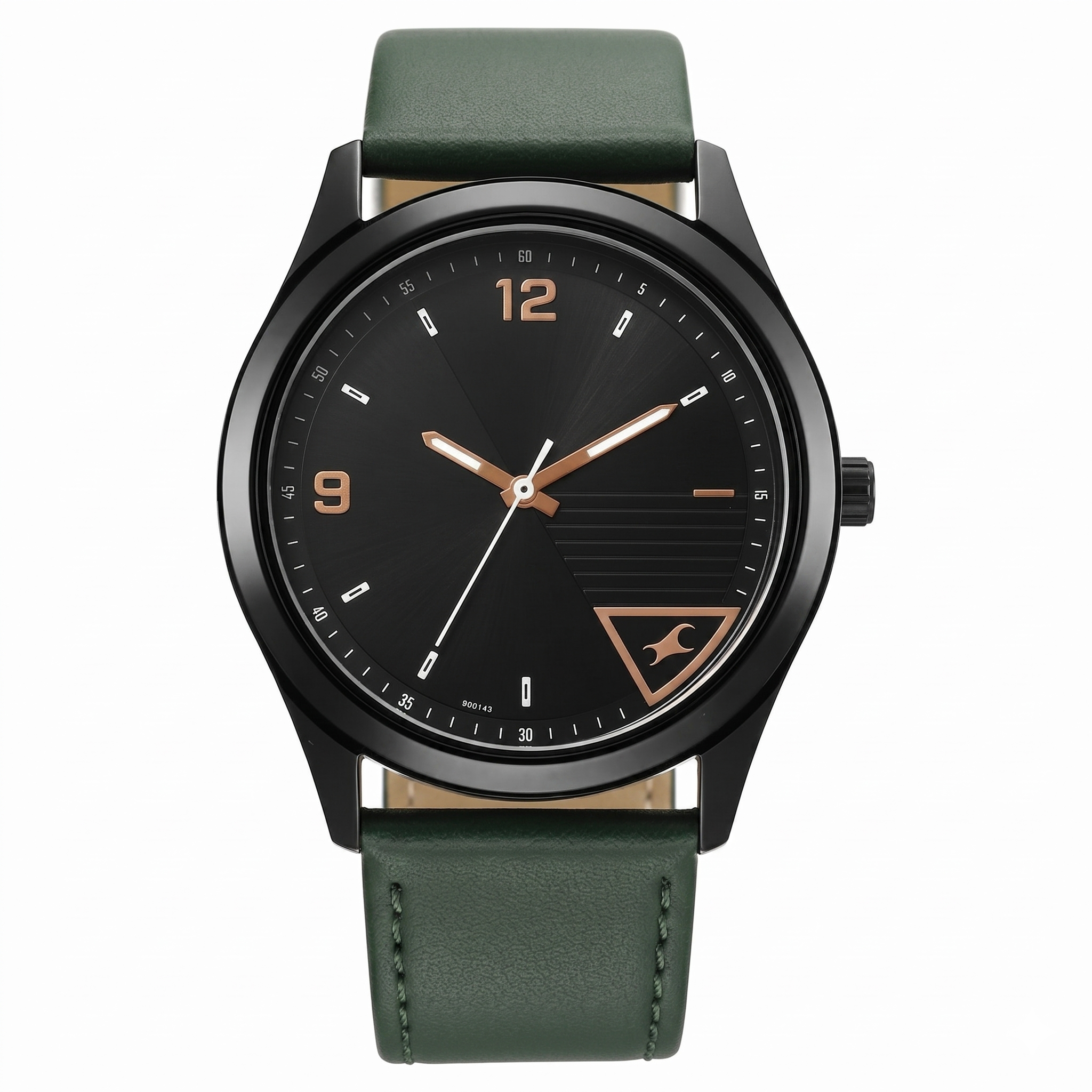 Fastrack 3317NL01 | Fastrack Stunners Quartz Analog Black Dial Green Leather Strap Watch For Guys