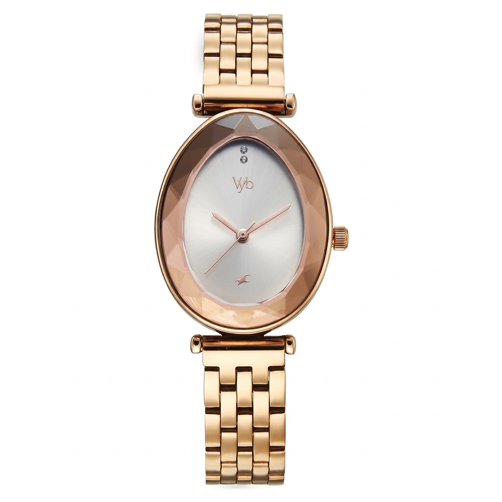 Fastrack FV60097WM01 | Vyb Prodigy By Fastrack Quartz Analog Silver Dial Rose Gold Stainless Steel Strap Watch For Girls