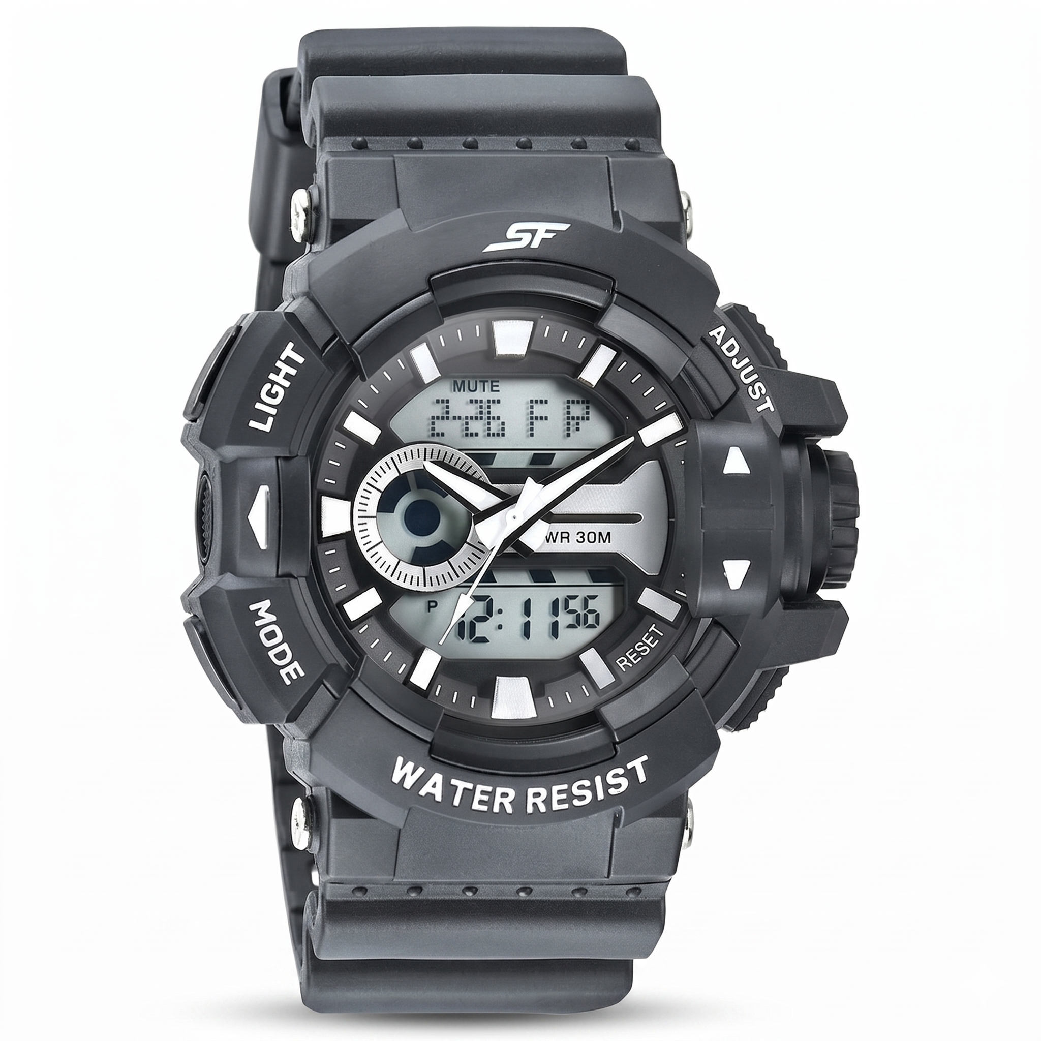 Sonata NS77118PP01 | SF Quartz Analog Digital Black Dial PU Strap Watch for Men