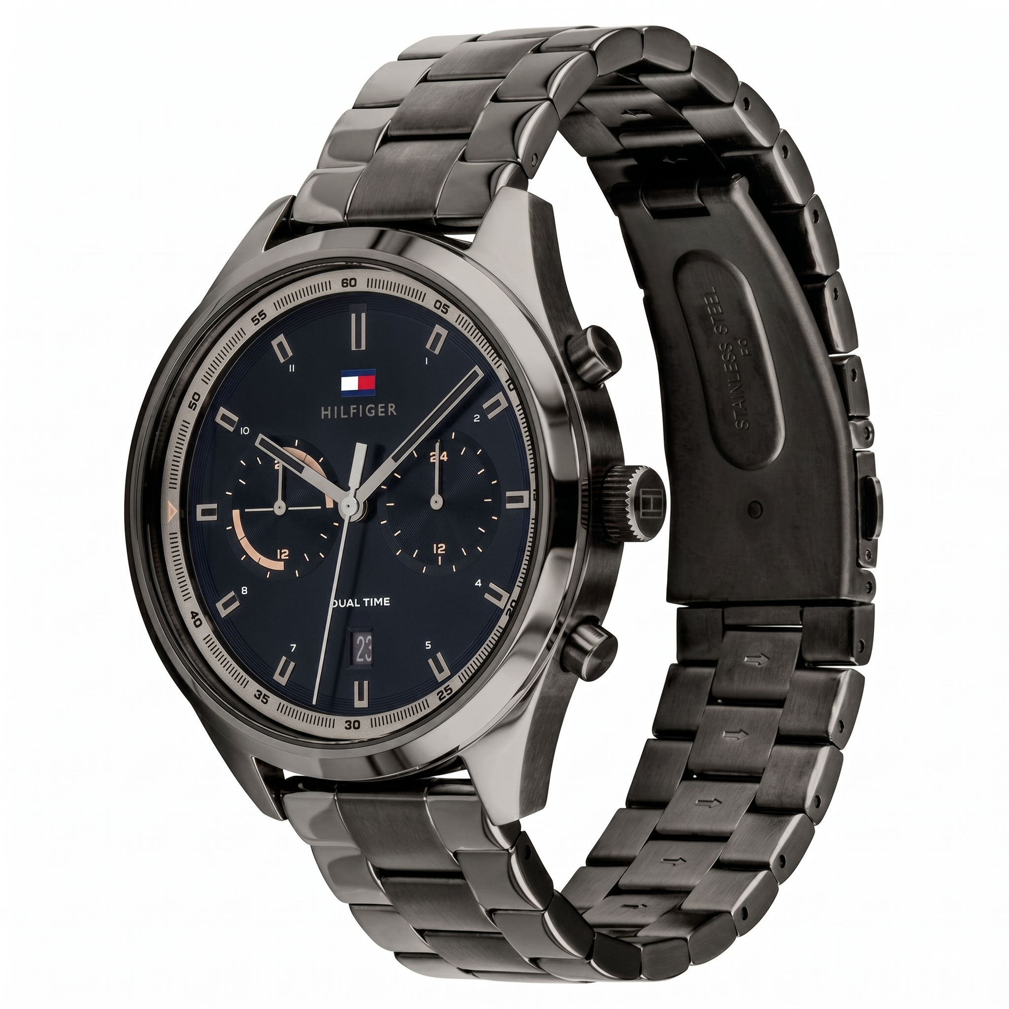 Tommy Hilfiger NCTH1791727 | Tommy Hilfiger Quartz Multifunction Black Dial Stainless Steel Strap Watch for Men