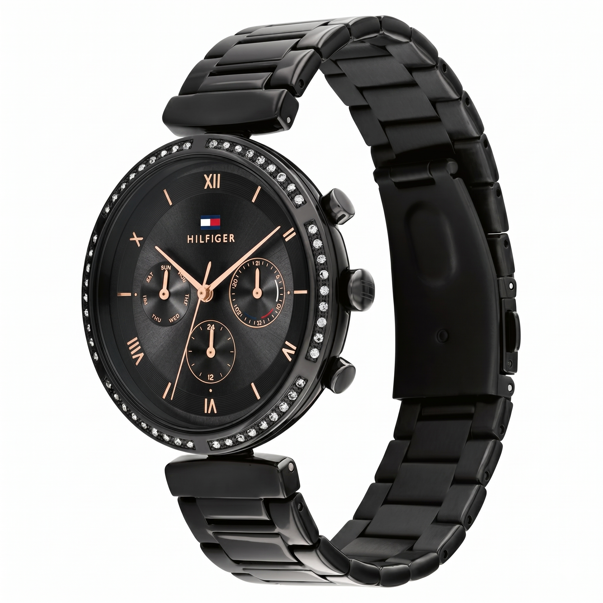Tommy Hilfiger NCTH1782390 | Tommy Hilfiger Quartz Multifunction Black Dial Stainless Steel Strap Watch for Women