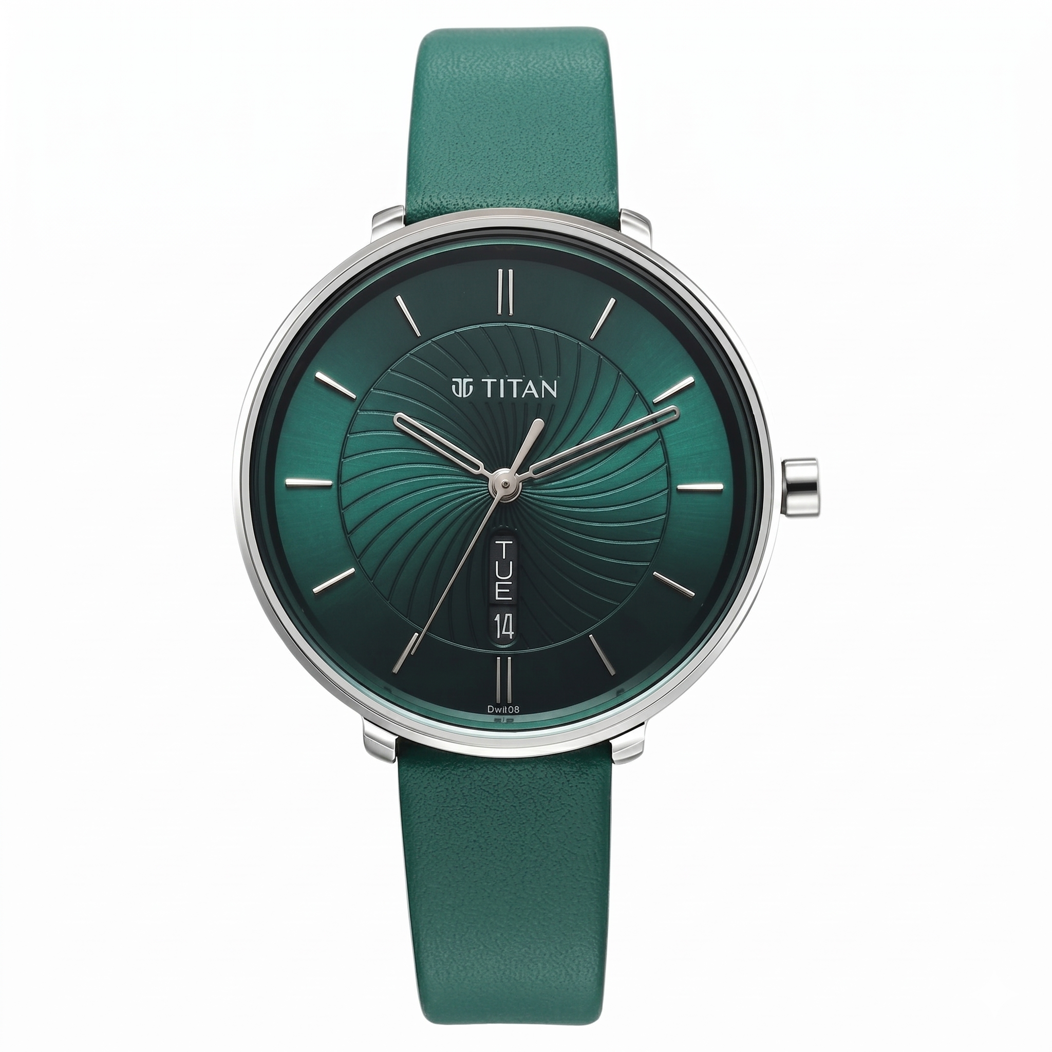 Titan 2763SL02 | Titan Neo Analog with Day and Date Green Dial Green Color Leather Strap Watch For Women