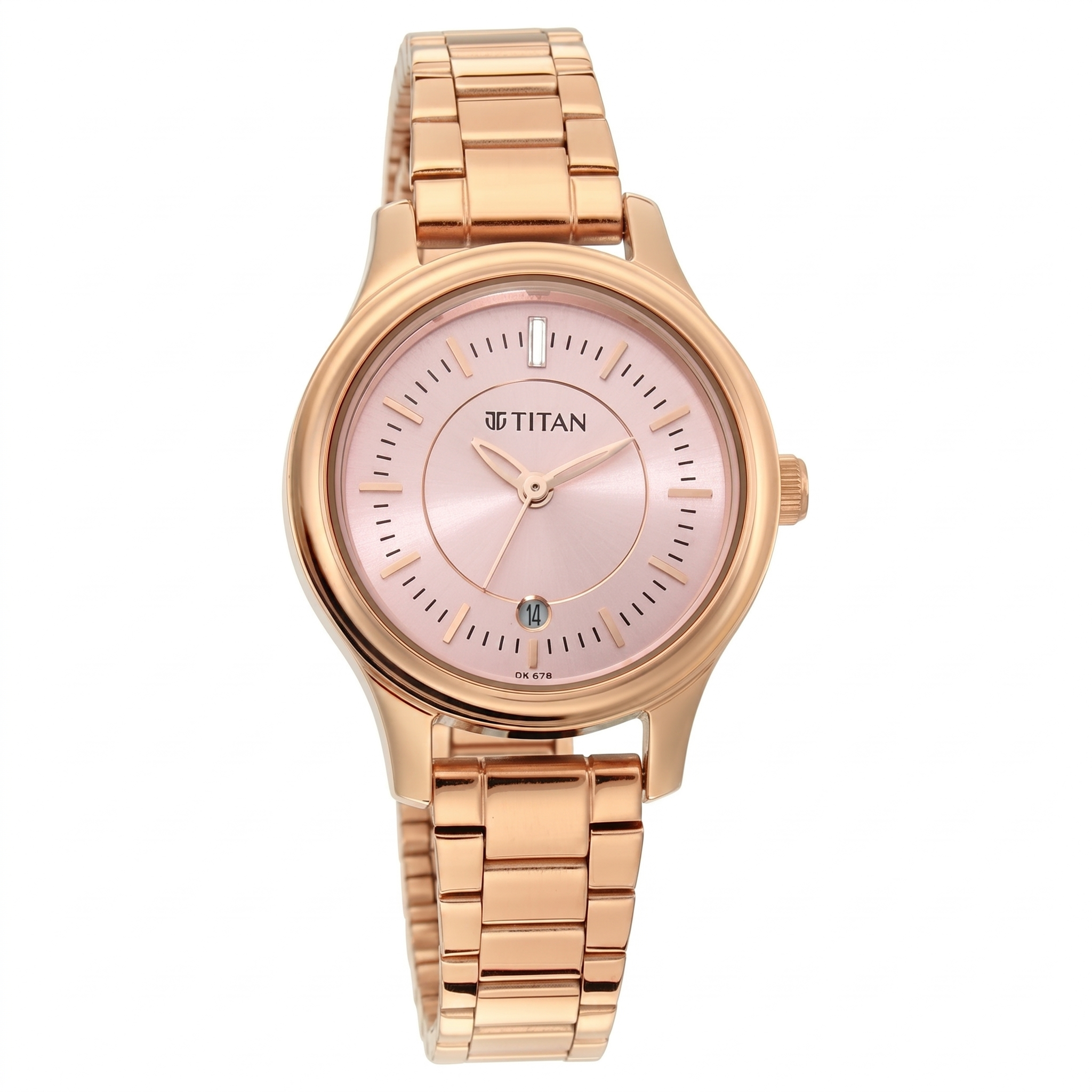 Titan 2638WM01 | Titan Quartz Analog with Date Rose Gold Dial Rose Gold Metal Strap Watch For Women