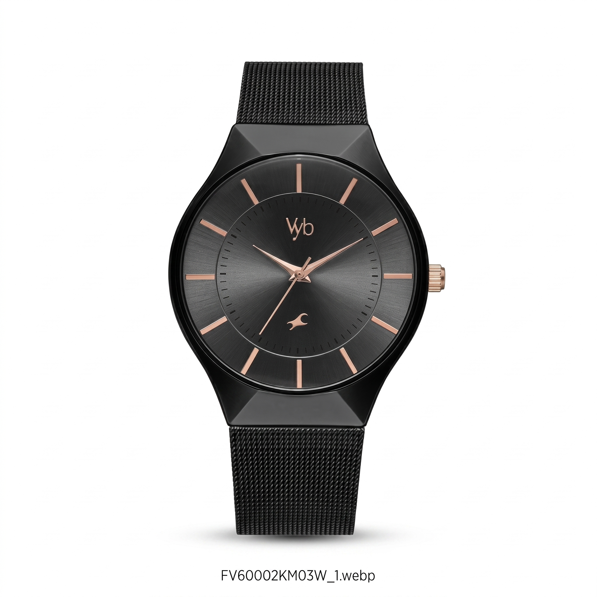 Fastrack FV60002KM03W | Fastrack Vyb Successor Quartz Analog Black Dial Stainless Steel Strap Watch for Girls