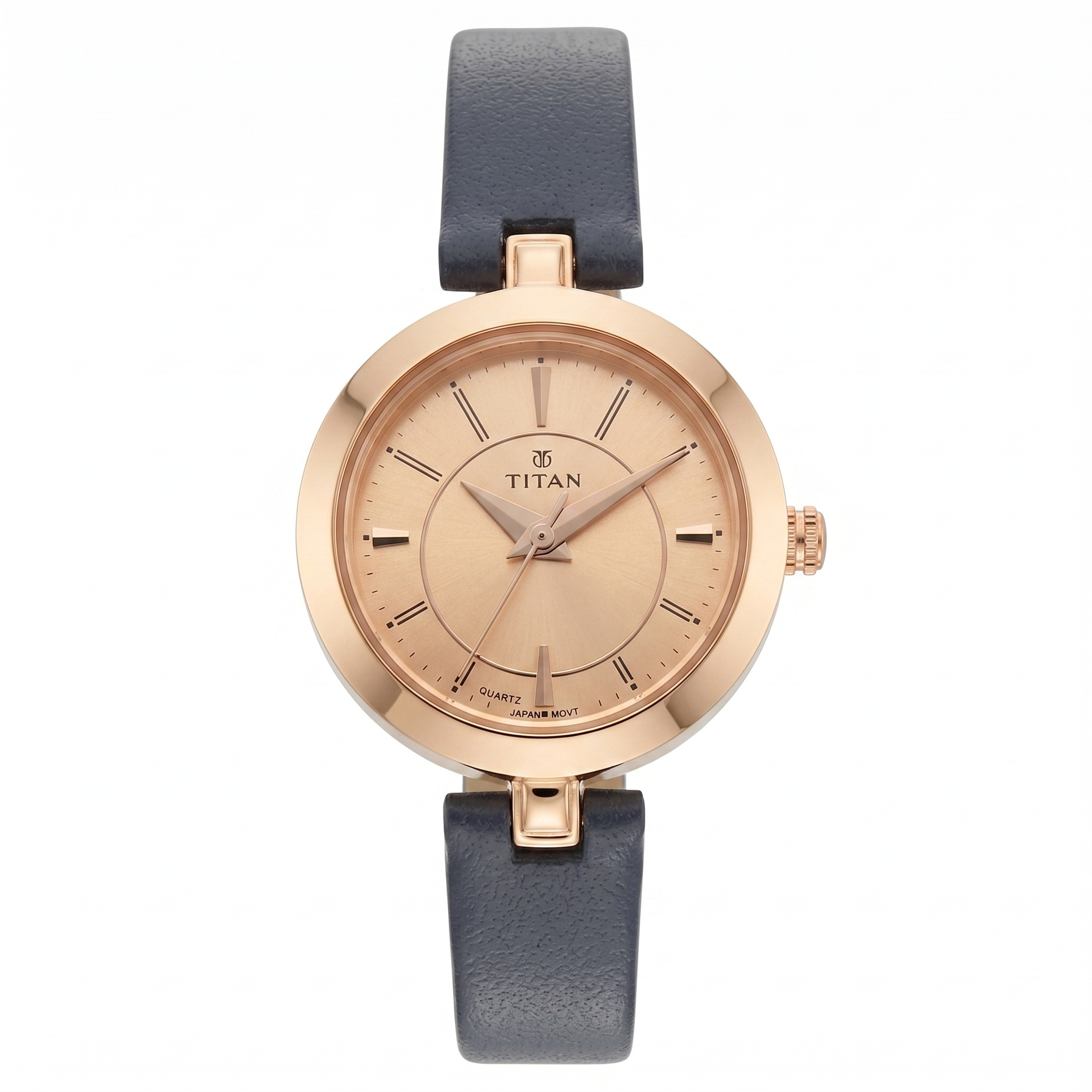Titan 2598WL01 | Titan Quartz Analog Rose Gold Dial Leather Strap Watch for Women