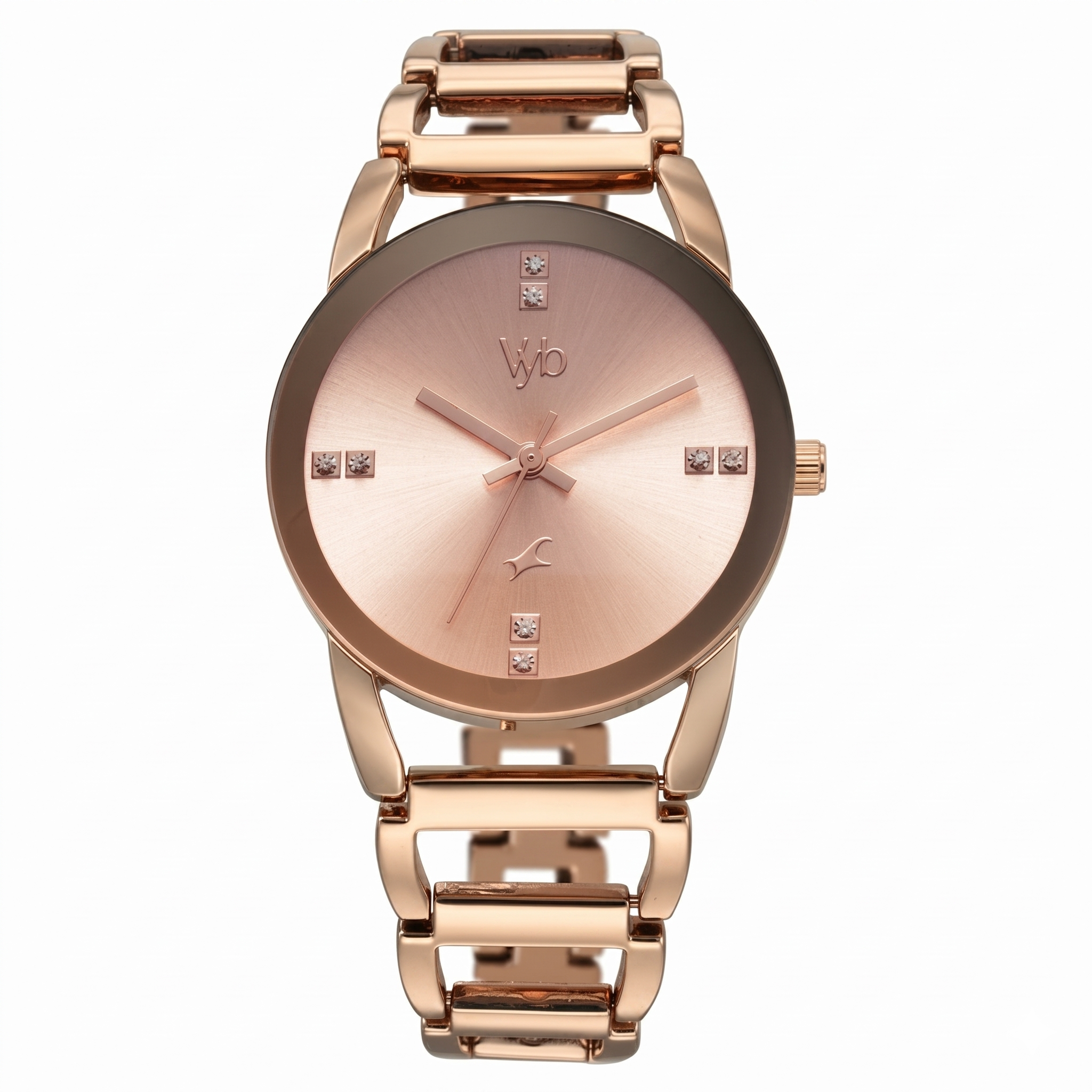 Fastrack FV60067WM01 | Vyb Striker By Fastrack Quartz Analog Rose Gold Dial Metal Strap Watch For Girls