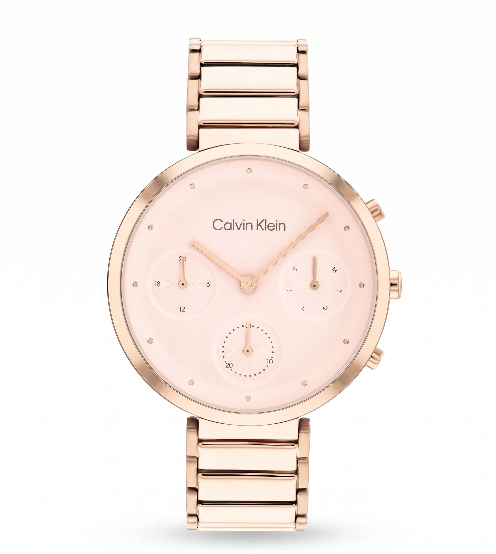 Calvin Klein 25200283 | Minimalistic T-Bar Women Quartz Pink Dial Chronograph Stainless Steel Watch.