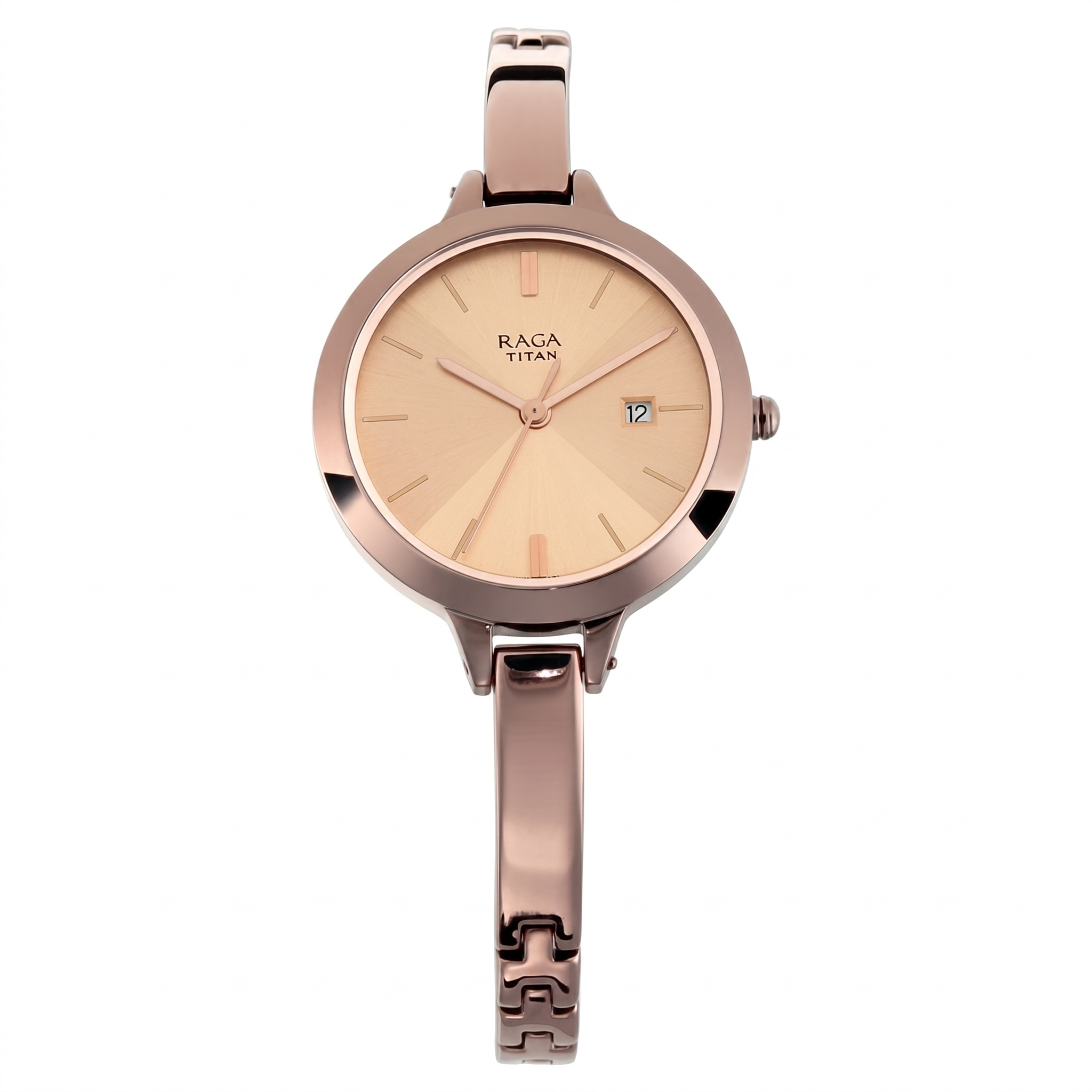 Titan 2578QM01 | Titan Quartz Analog with Date Rose Gold Dial Brown Metal Strap Watch For Women