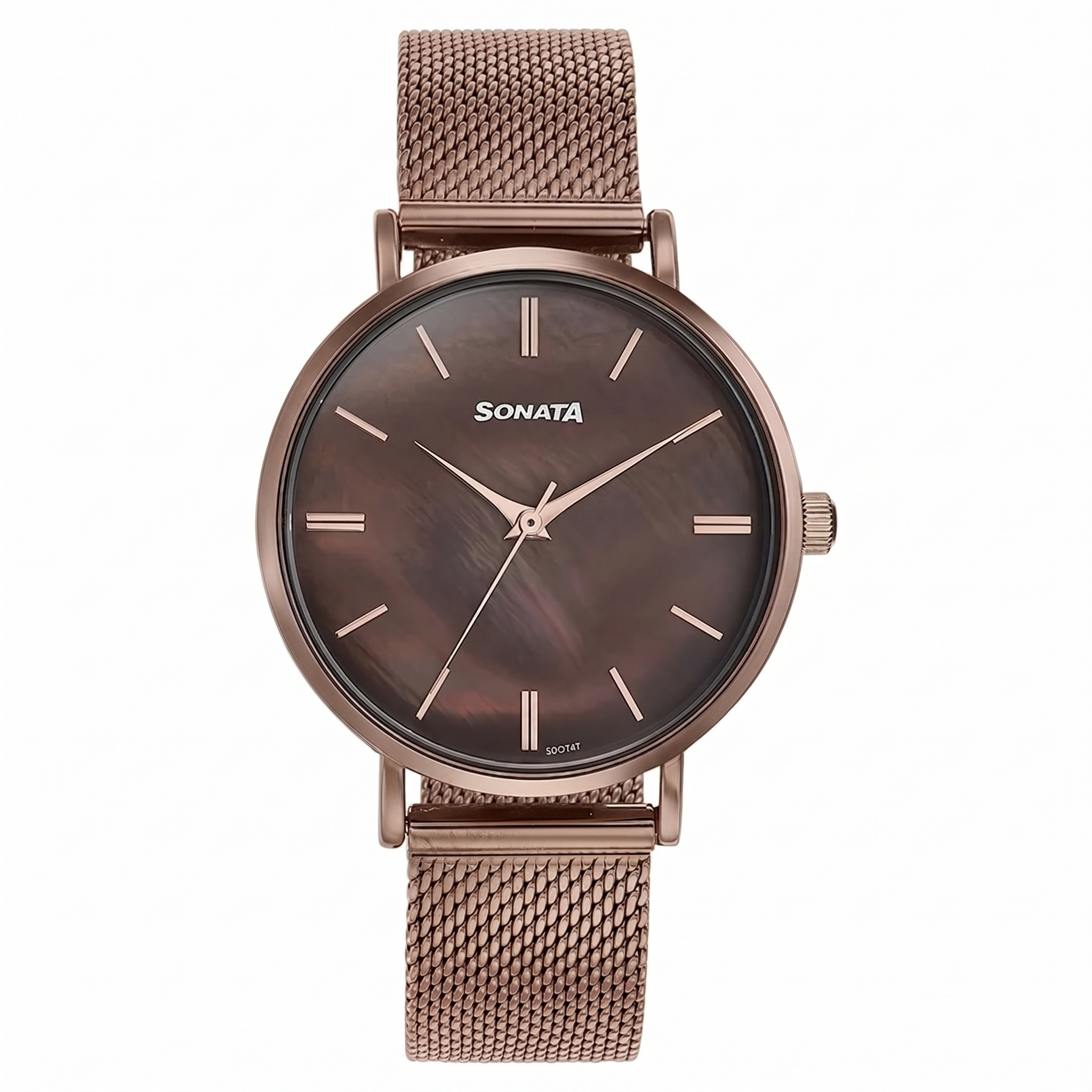 Sonata 87067QM01 | Sonata Quartz Analog Brown Dial Brown Stainless Steel Strap Watch For Women
