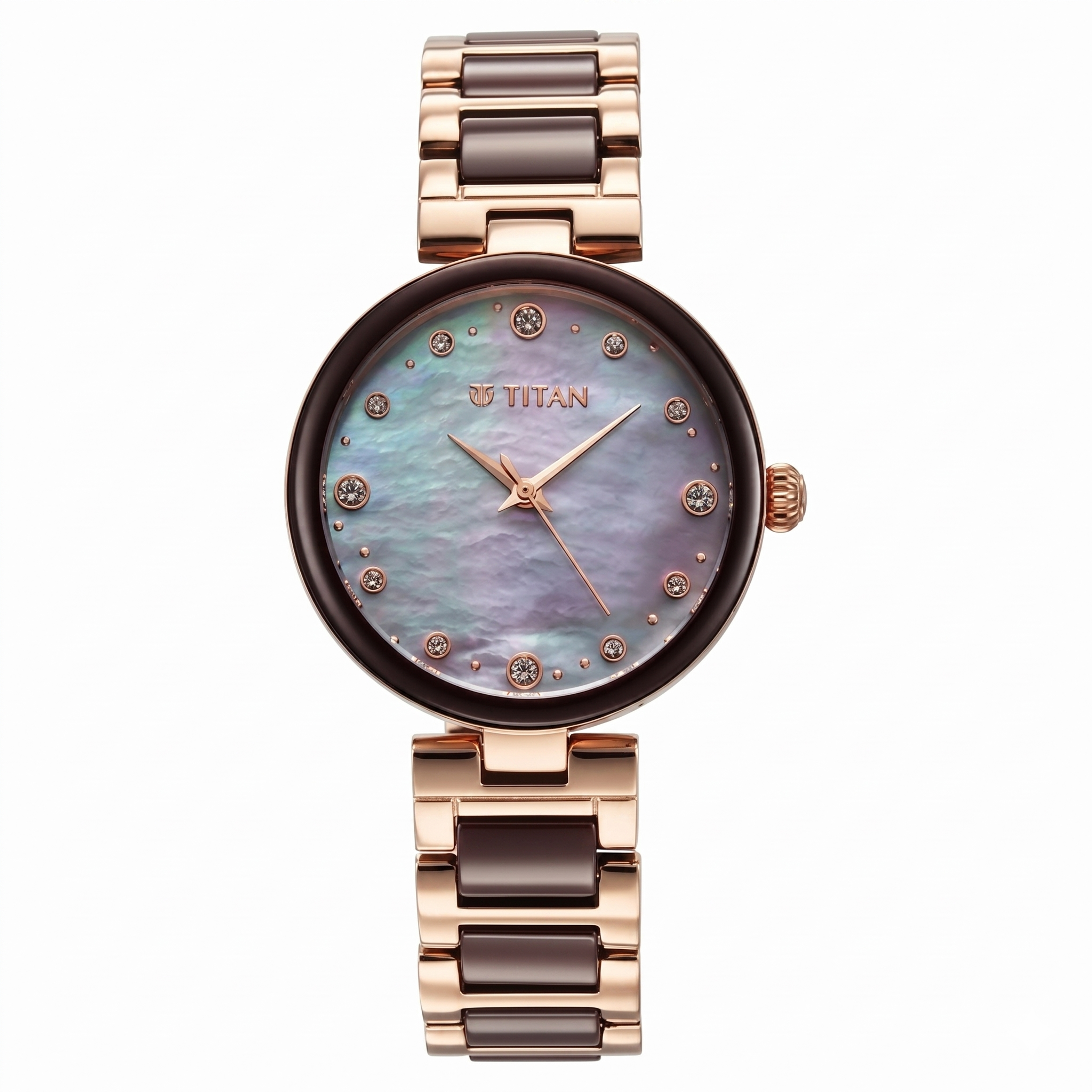 Titan 95214KD03 | Titan Purple Ceramics Mother of Pearl Dial Analog Steel and Ceramic Strap Watch for Women